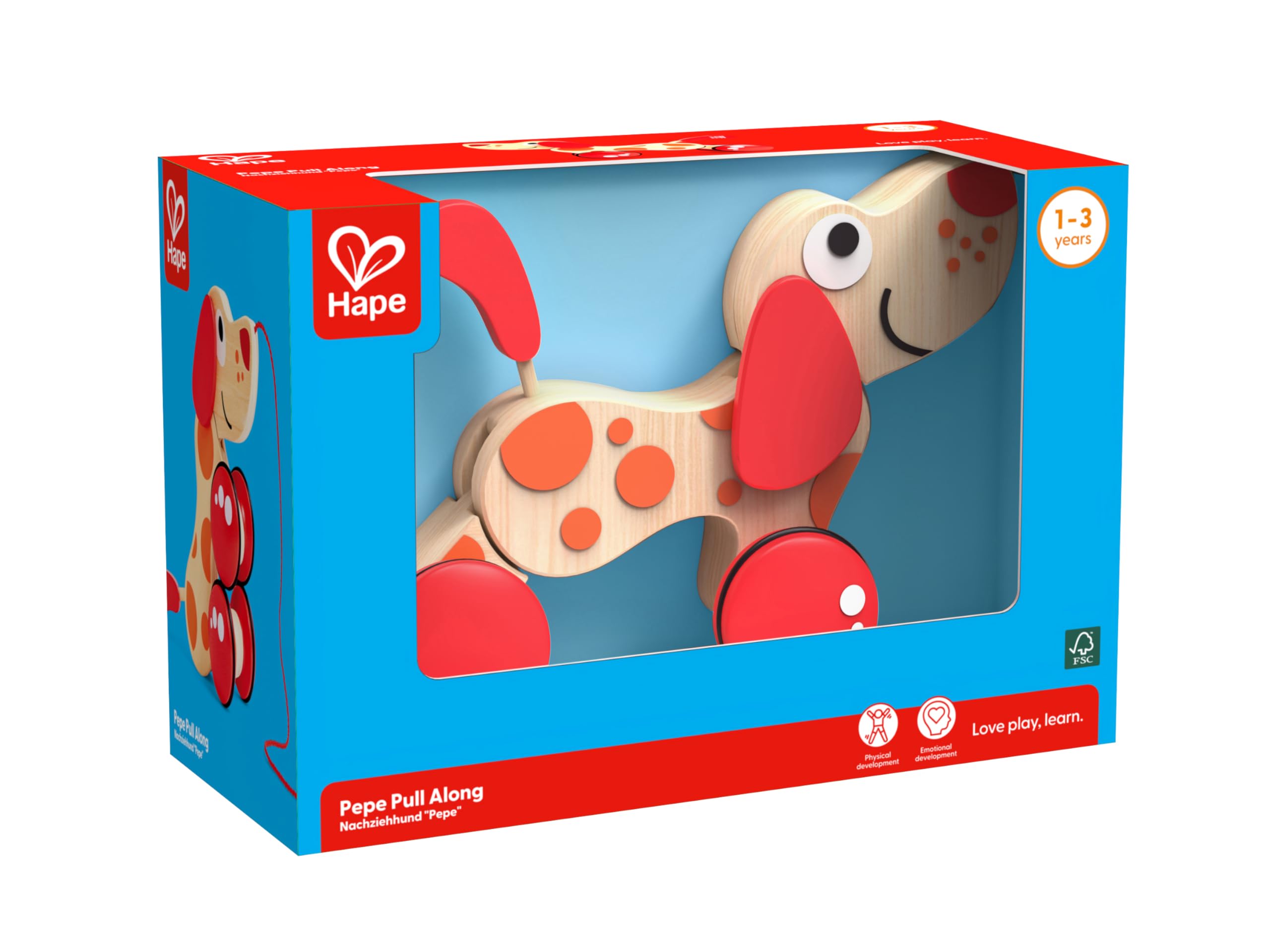 Hape Pepe cane trainabile legno con cordino dai 12 mesi
