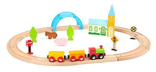 smallfoot 11490 pista trenino legno città e campagna 24 pezzi