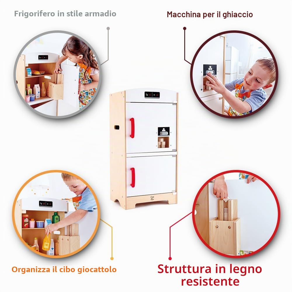 Hape E3153 frigorifero giocattolo in legno bianco