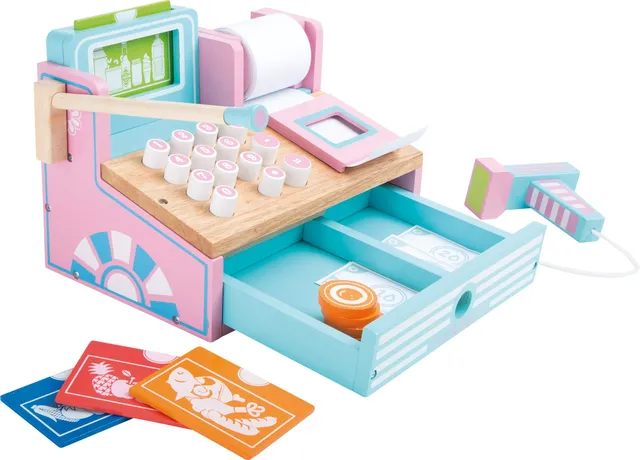 smallfoot 3125 cassa negozio giocattolo legno con scanner 3 anni
