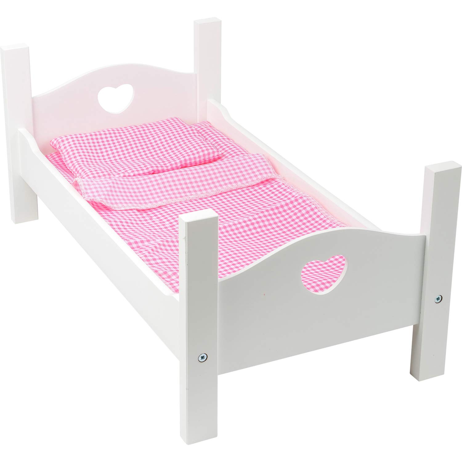 Smallfoot letto per bambole legno con cuscino e cuori
