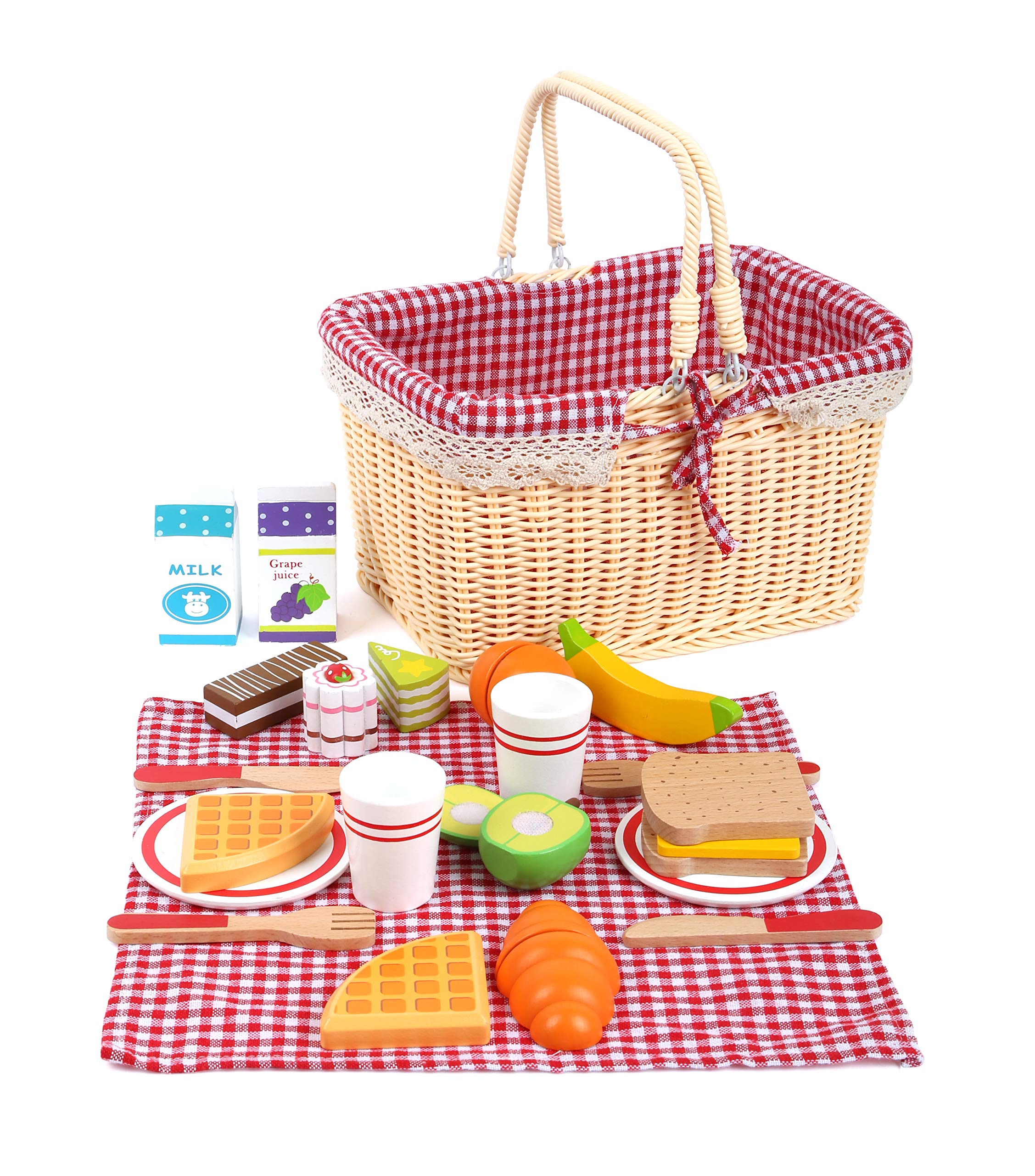 smallfoot cestino picnic gioco cucina legno 27 pezzi