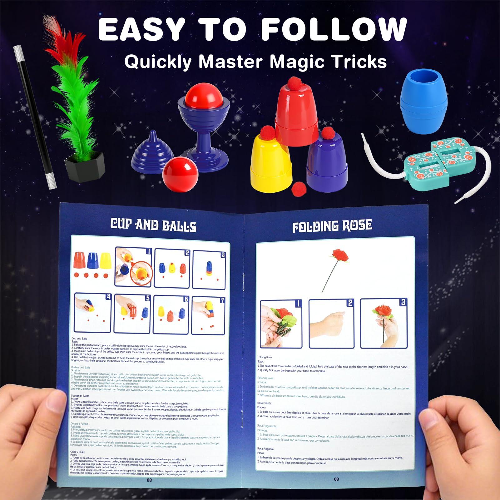 DINORUN Giochi di Magia set magia bambini con cappello costume