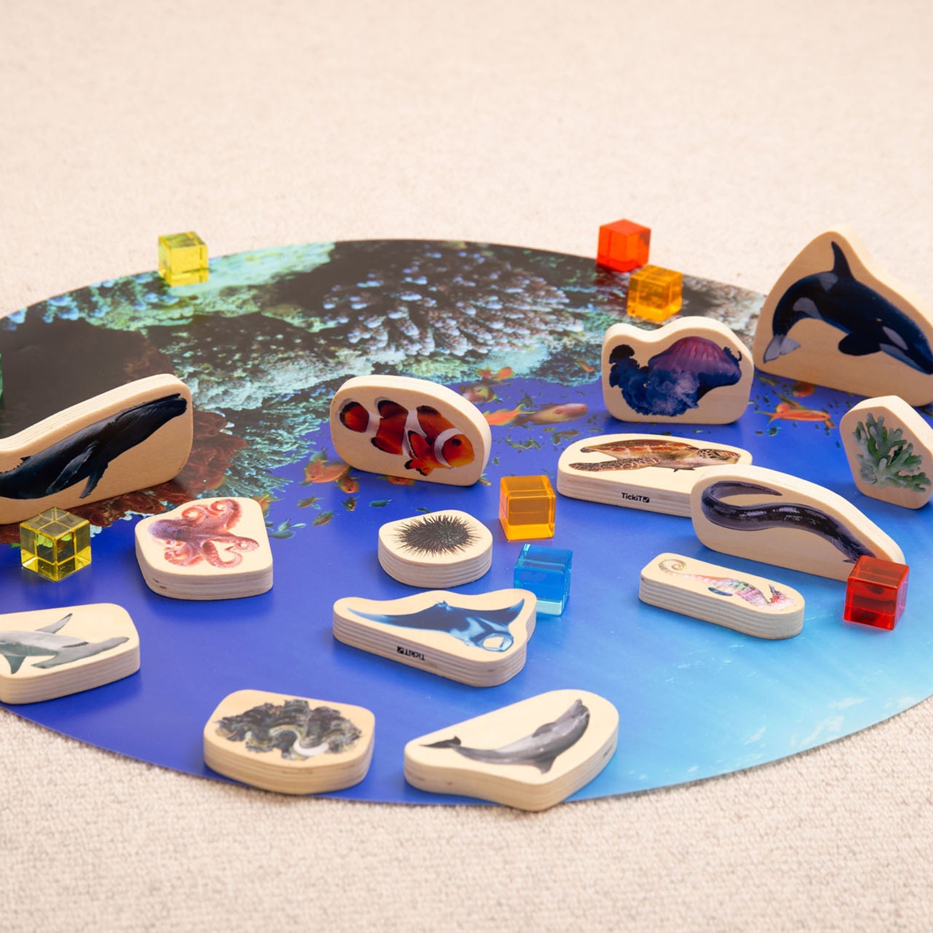Tickit Wooden Sea Life Blocks cubi legno mare 15 pezzi