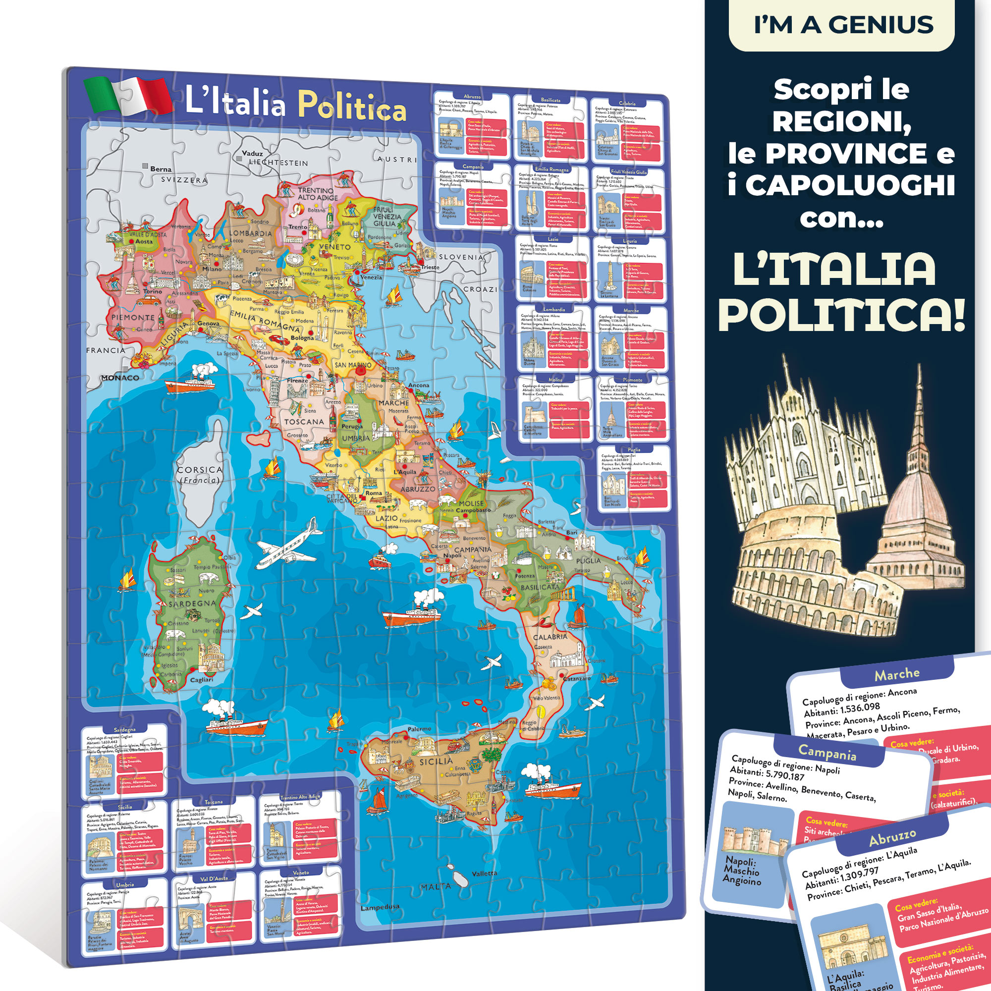 Lisciani I'm a Genius La Mia Bella Italia geopuzzle bambini