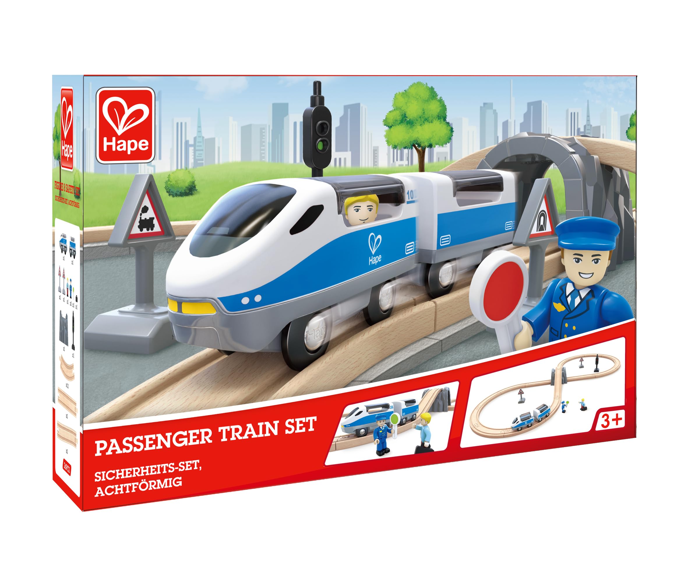 Hape Set Treno Passeggeri trenino legno pista a 8