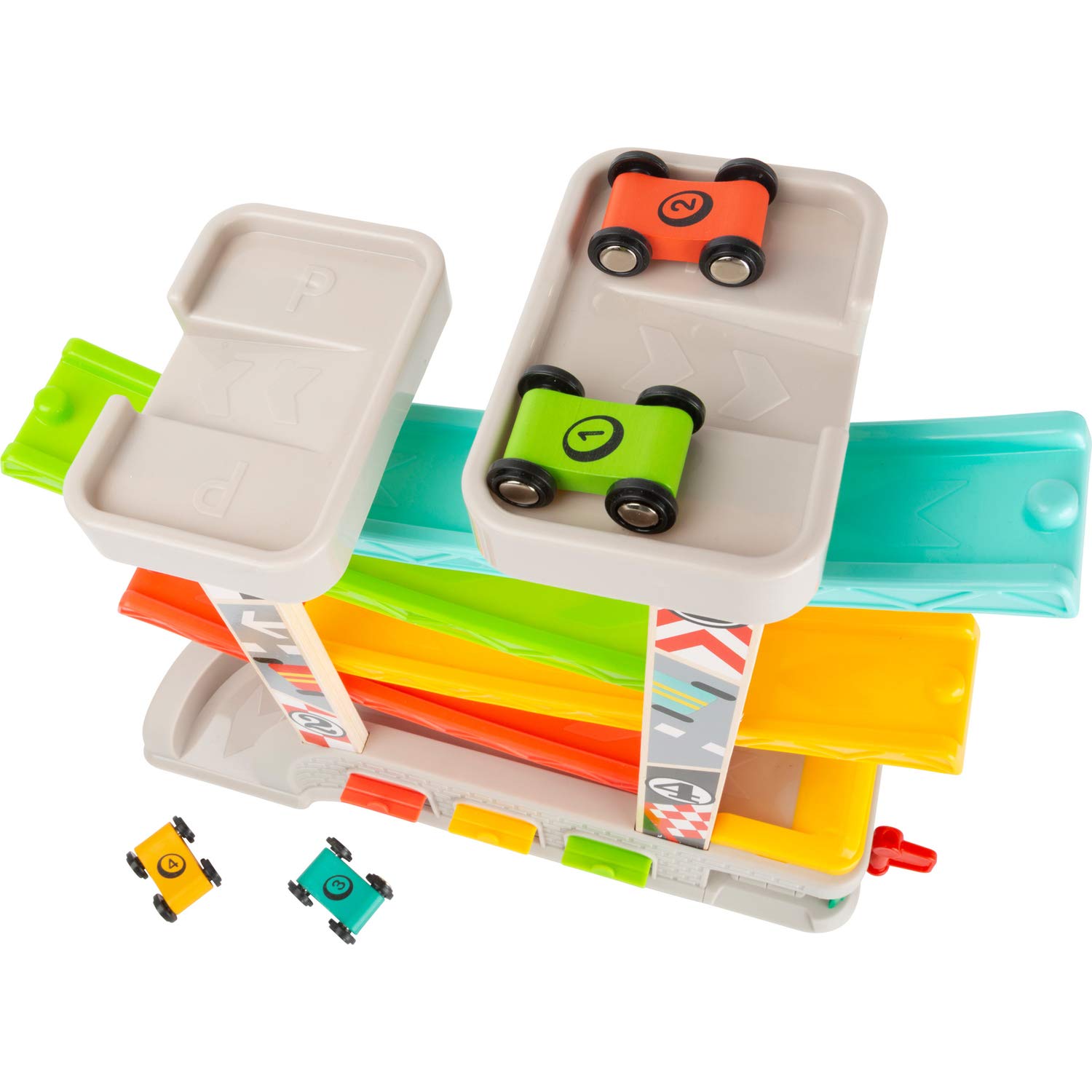 smallfoot 11361 pista con garage e 4 auto in legno