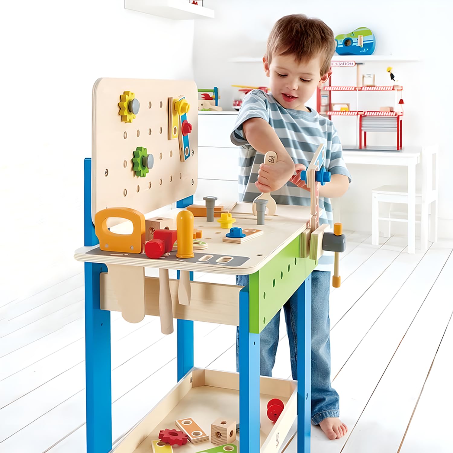 Hape Banco Lavoro legno attrezzi 35 pezzi 3 anni