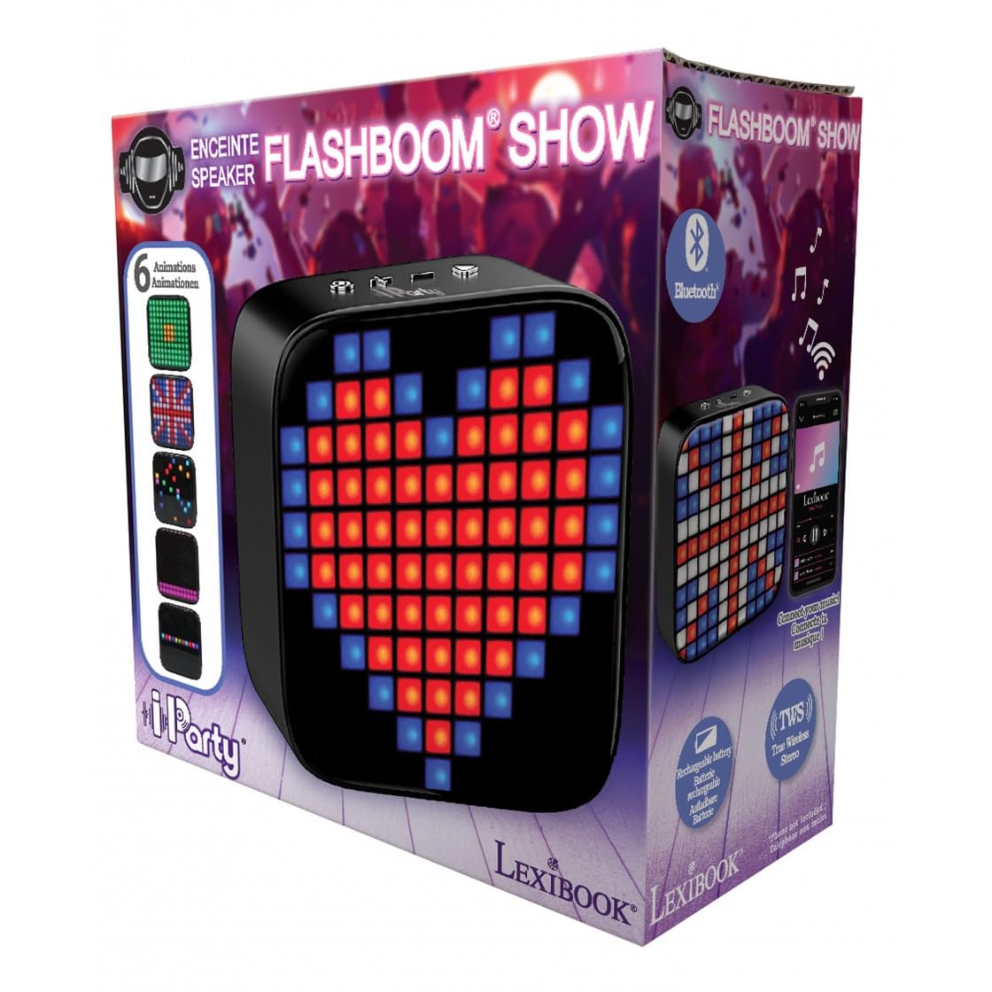 Lexibook iParty BTL61 cassa Bluetooth nera pixel