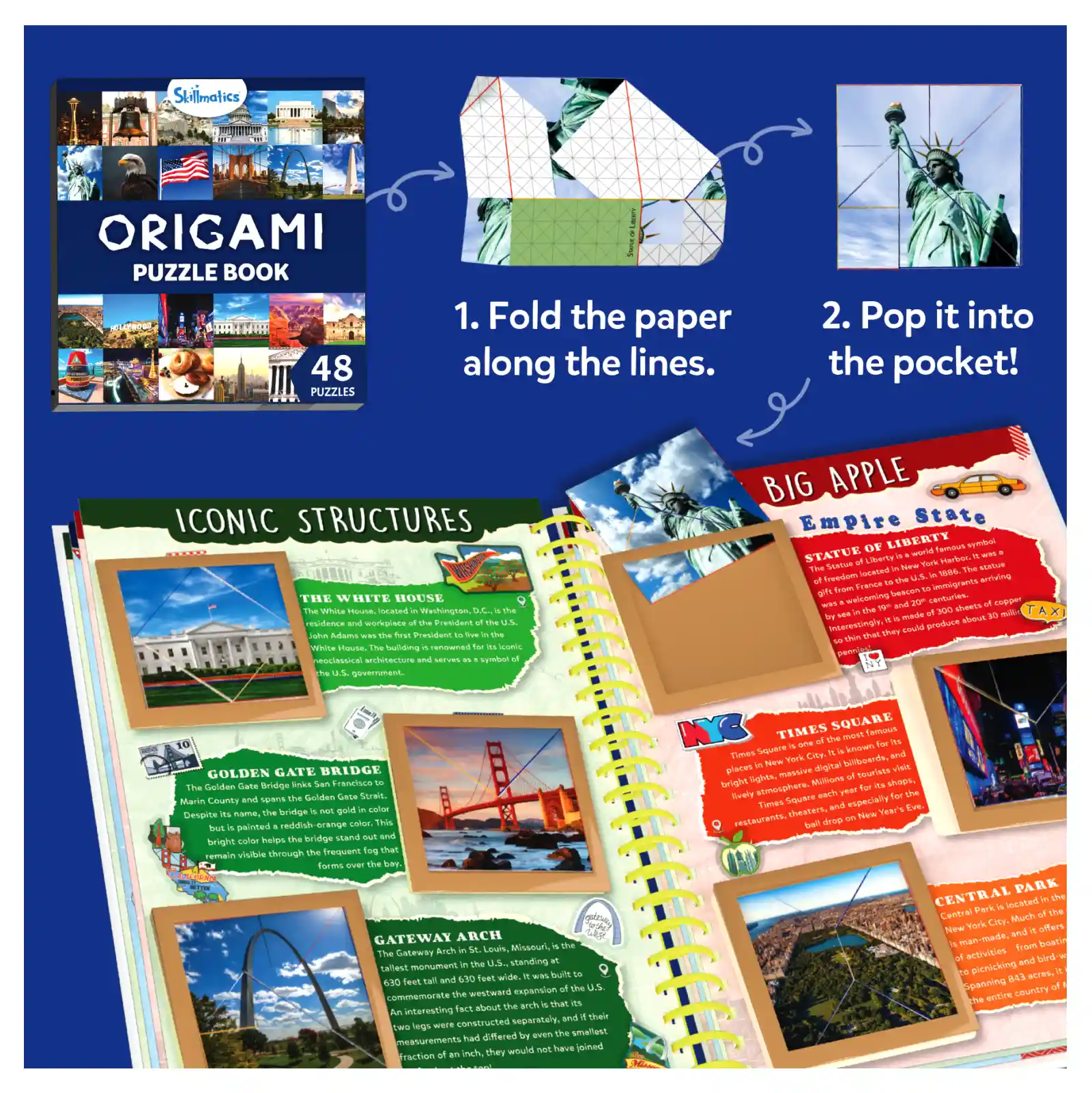 Skillmatics Craft-O-Pedia All Around The USA origami libro 48 puzzle