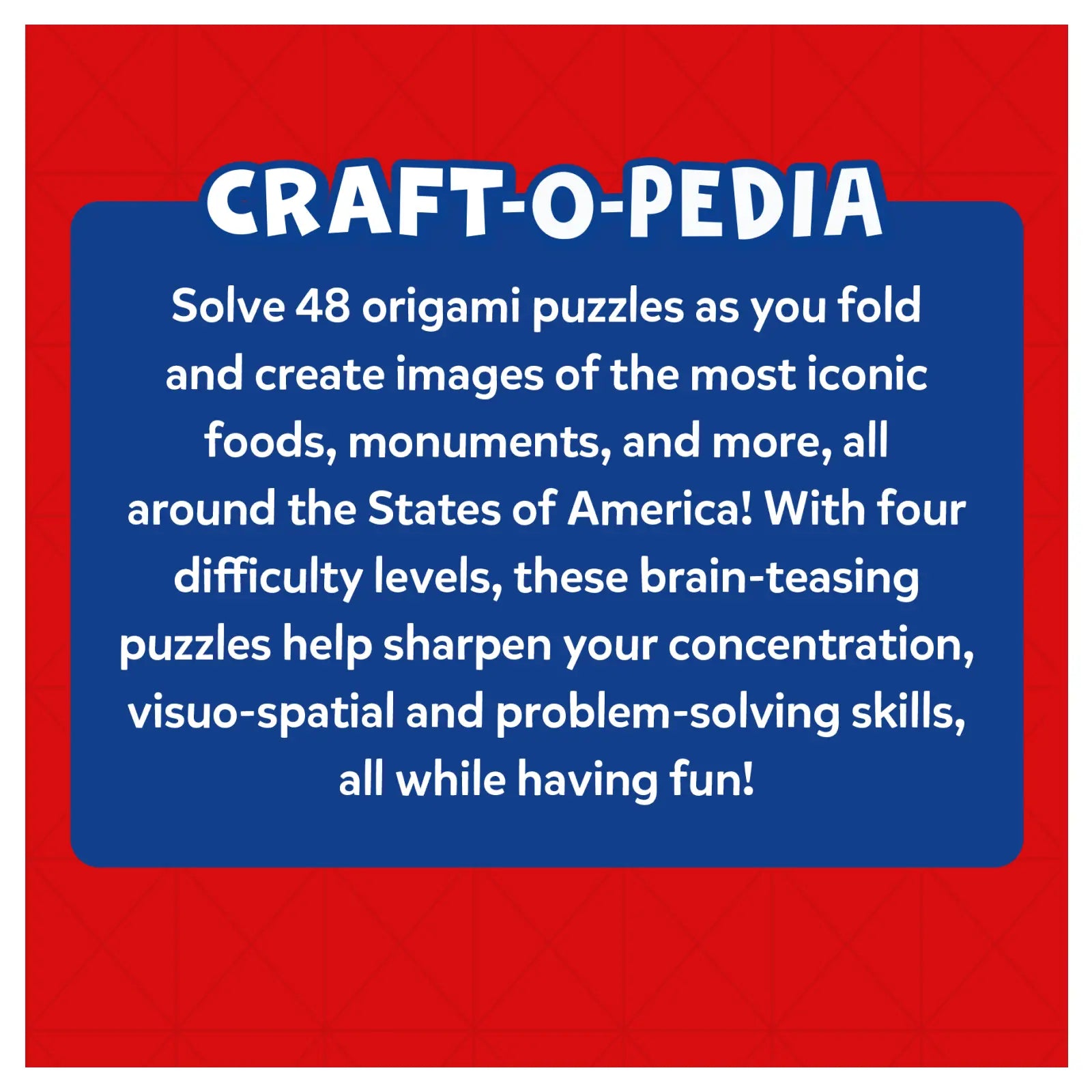 Skillmatics Craft-O-Pedia USA libro origami 48 puzzle 7+
