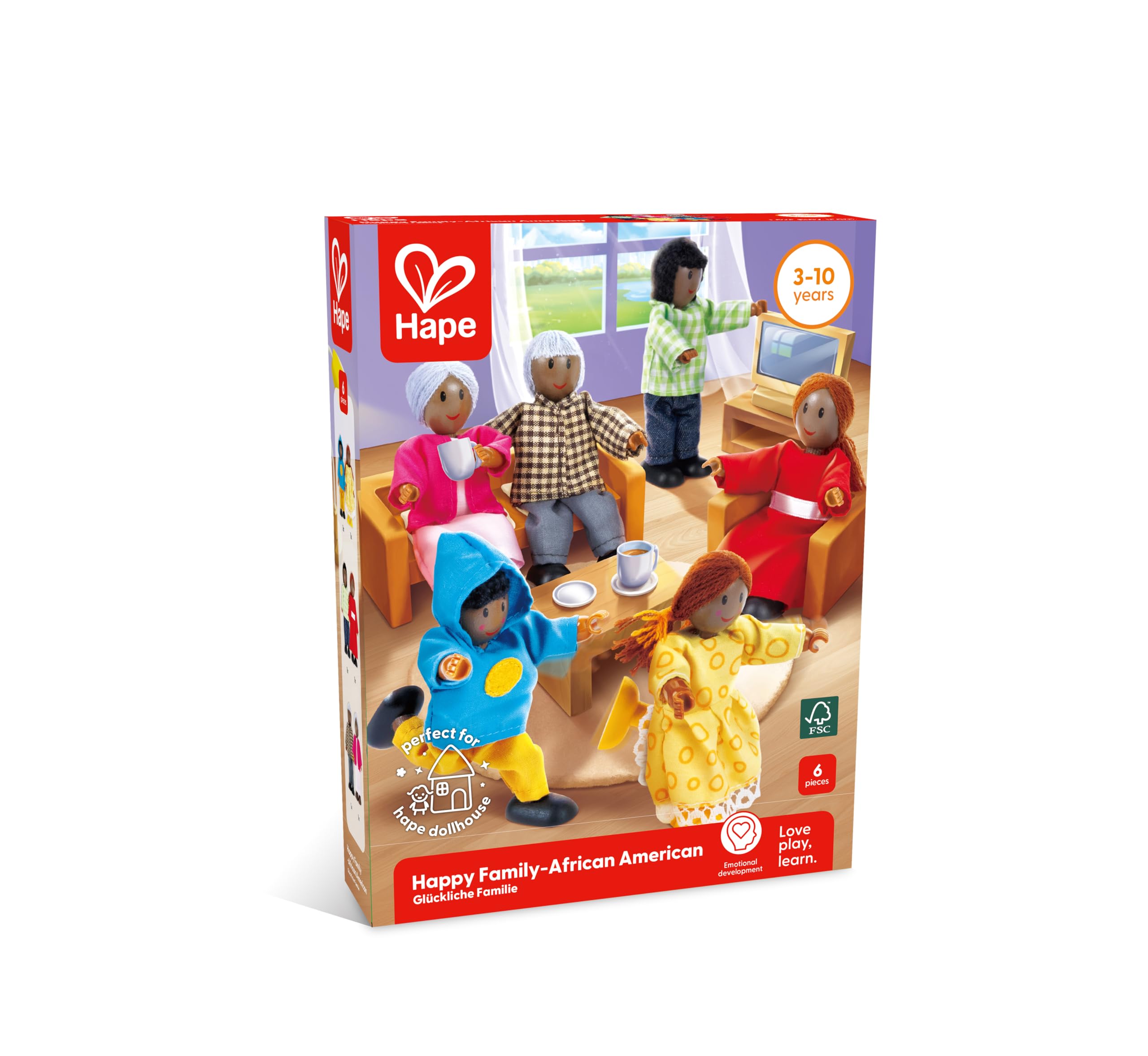 Hape Famiglia Felice bambole legno afroamericana