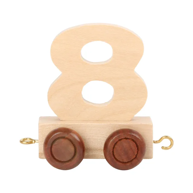 smallfoot 10560 Trenino Numero 8 vagone legno naturale compleanno