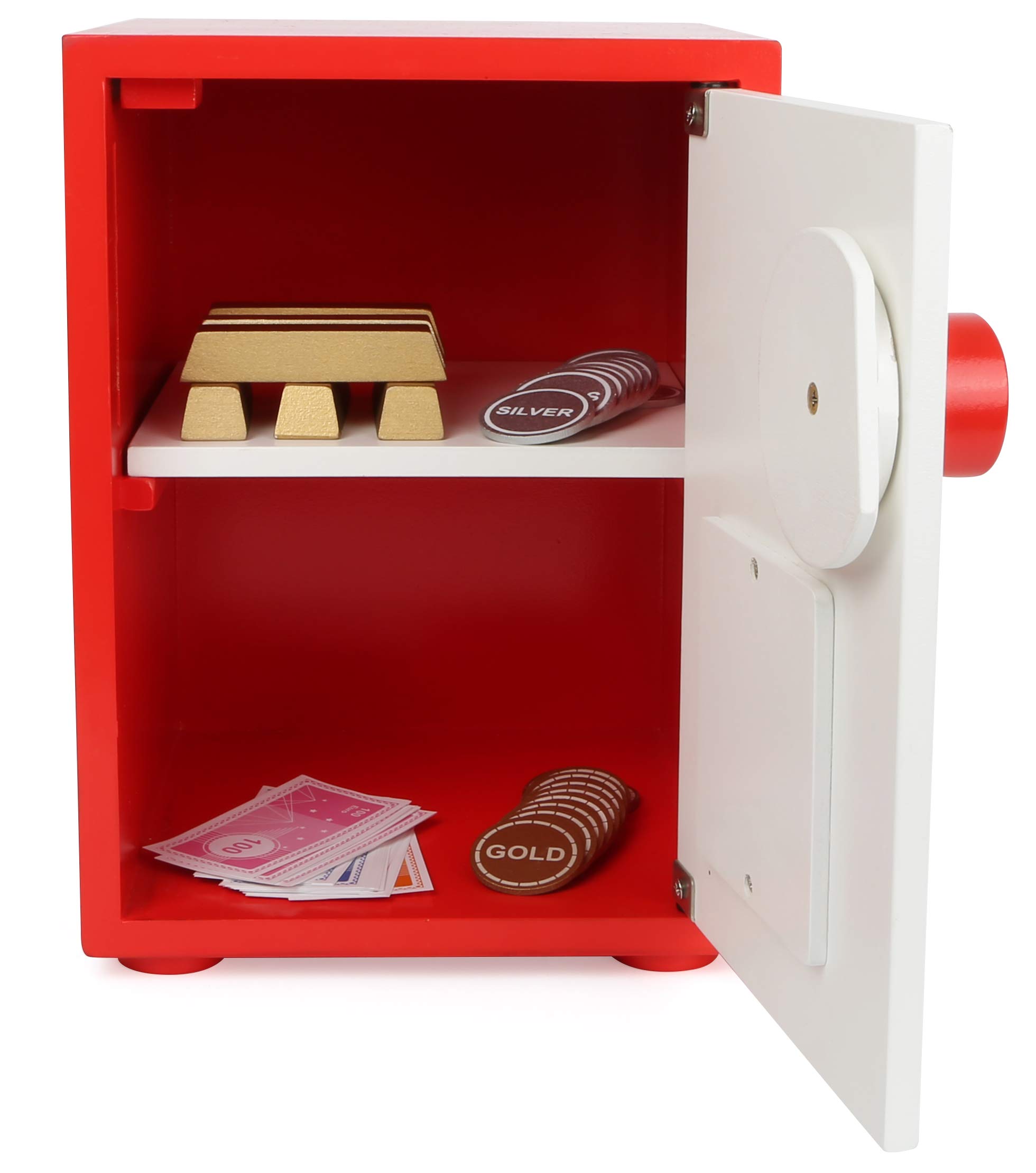 smallfoot 12012 cassaforte in legno bambini con soldi