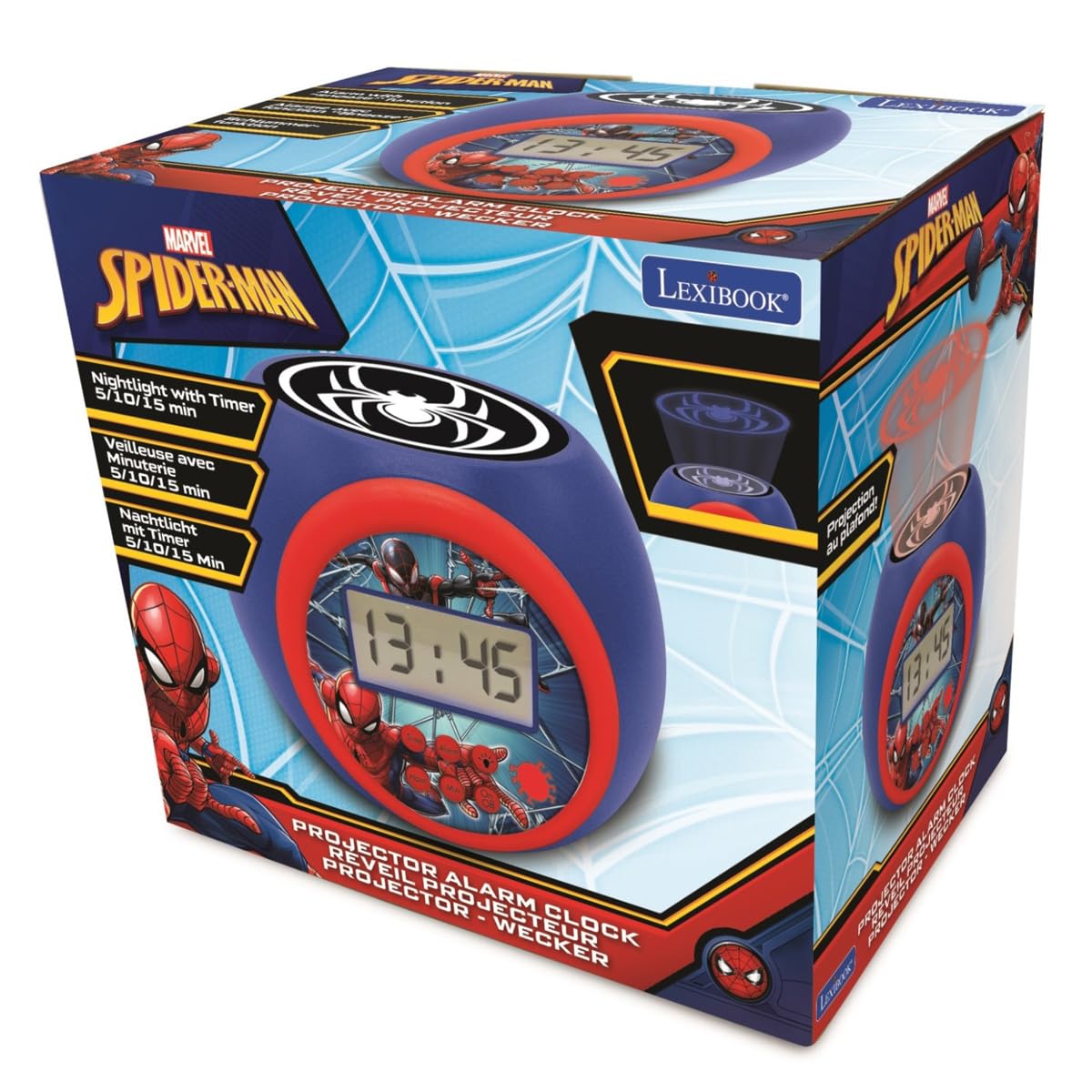 Lexibook Spider-Man RL977SP sveglia proiettore blu-rosso