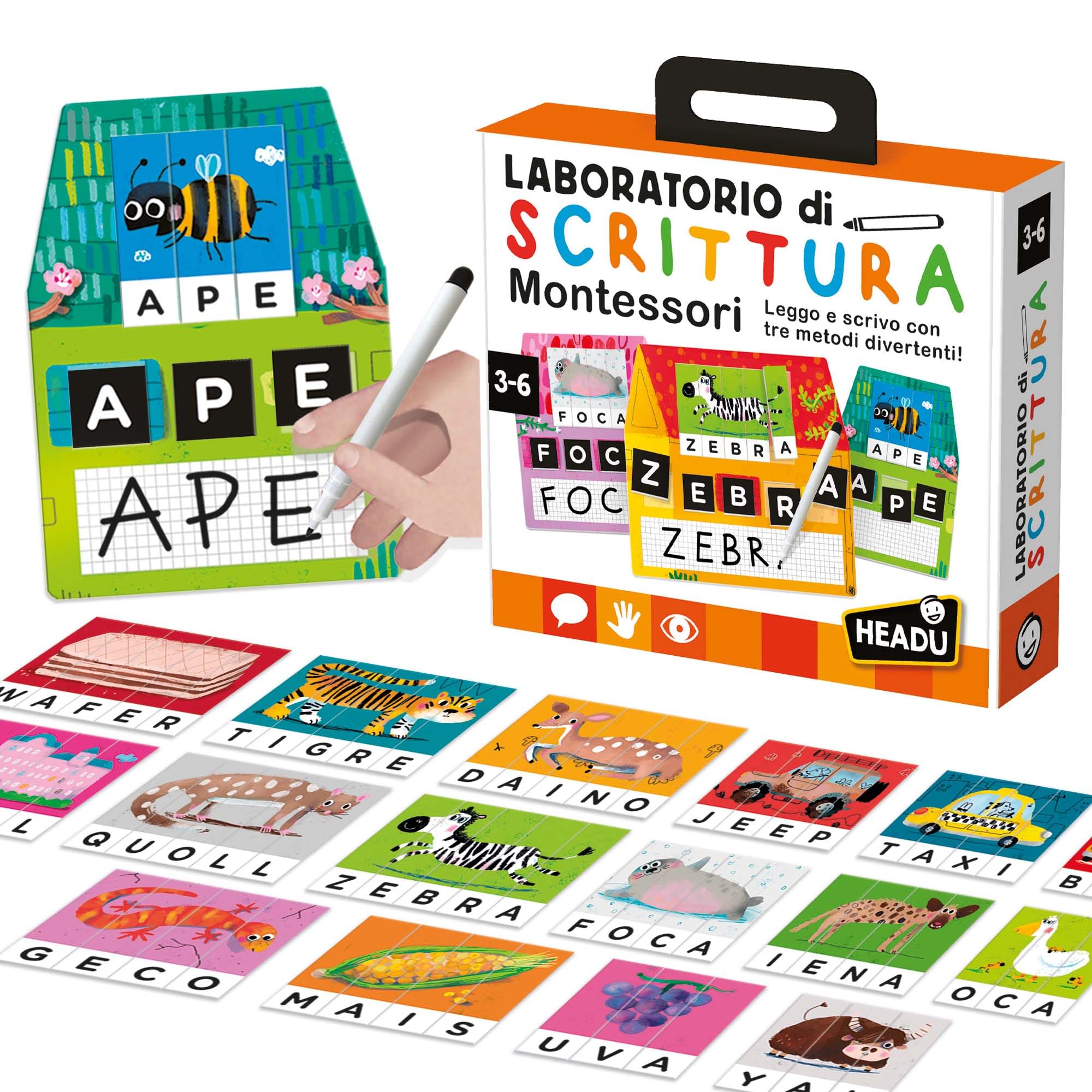 Headu Laboratorio di Scrittura Montessori gioco 3-6 anni lettere