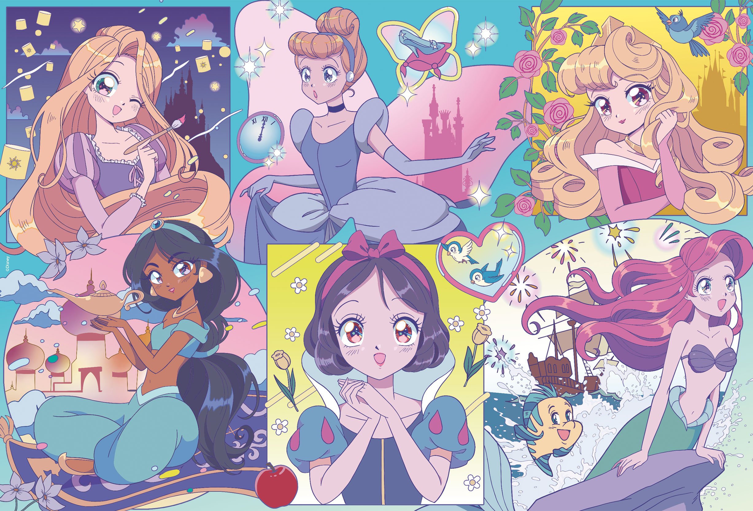 Lisciani Disney Plus 250 Princess Manga puzzle 250 pezzi colorabile