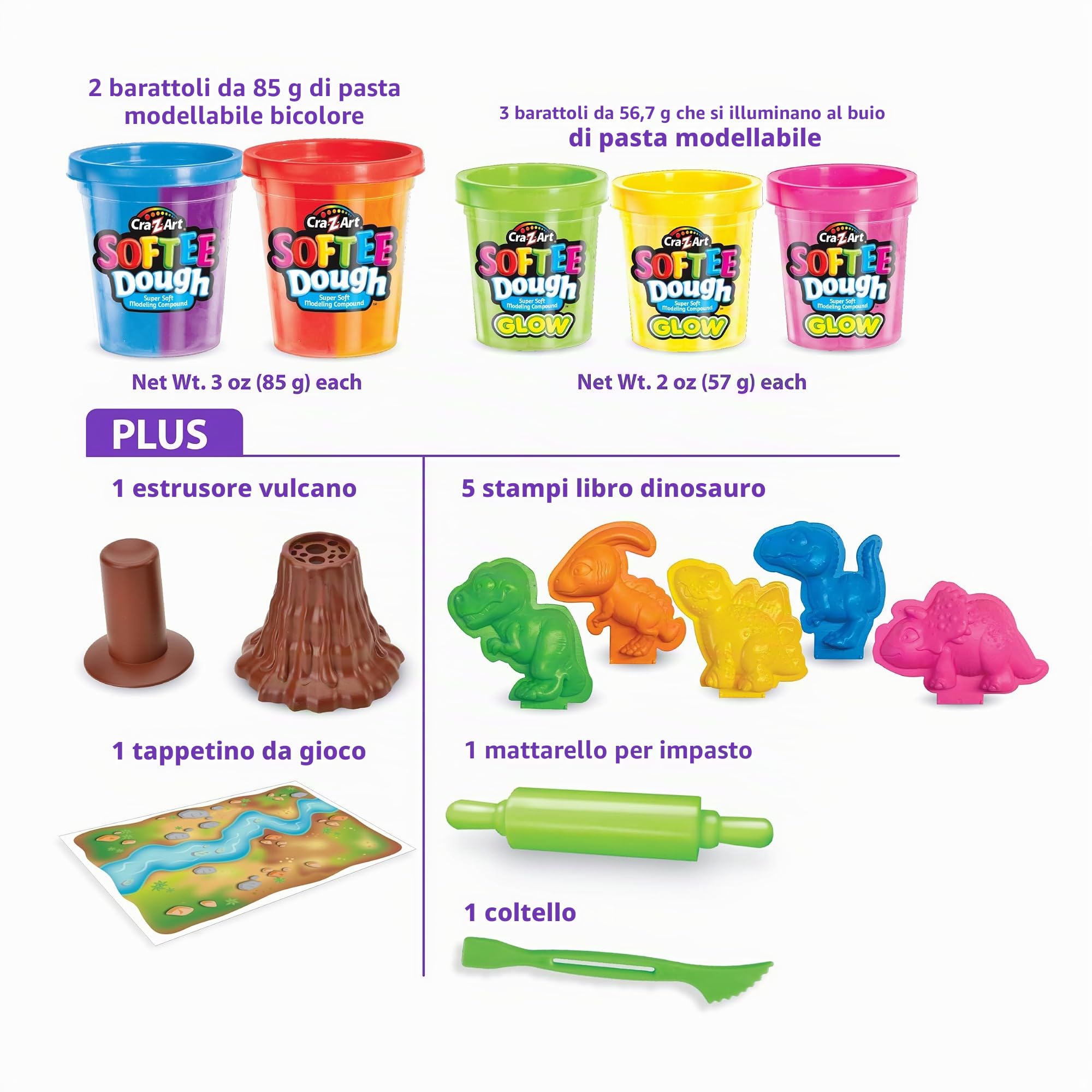 Lexibook CRDOUGH11 Dino pasta modellabile fluorescente