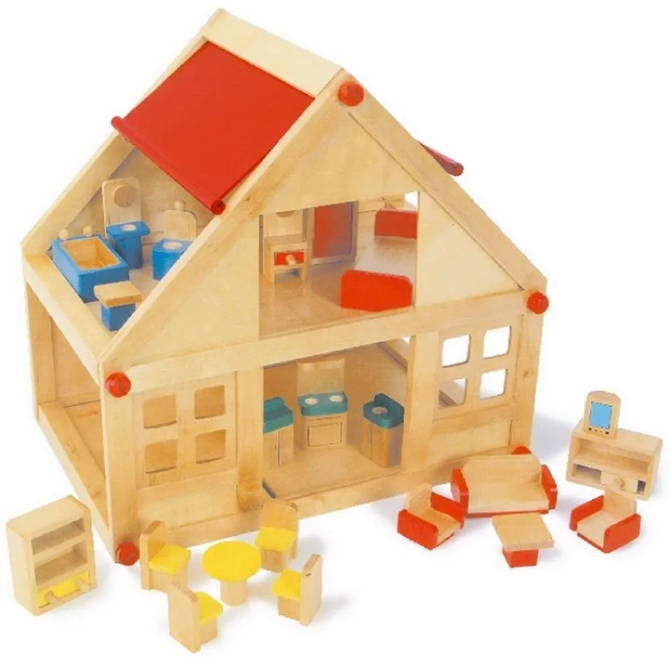 small foot 7253 casa bambole legno 2 piani con mobili