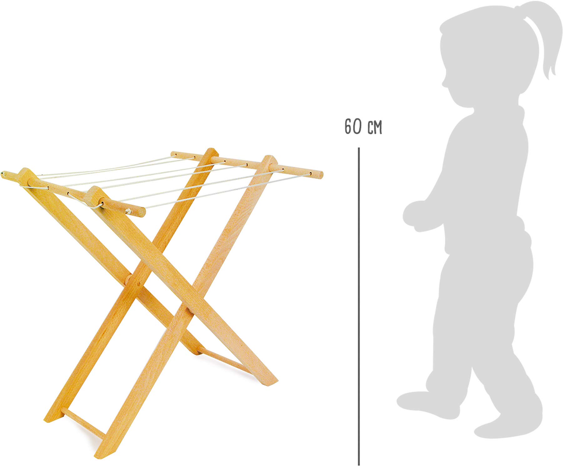 smallfoot 7252 stendibiancheria bambole legno 6 fili