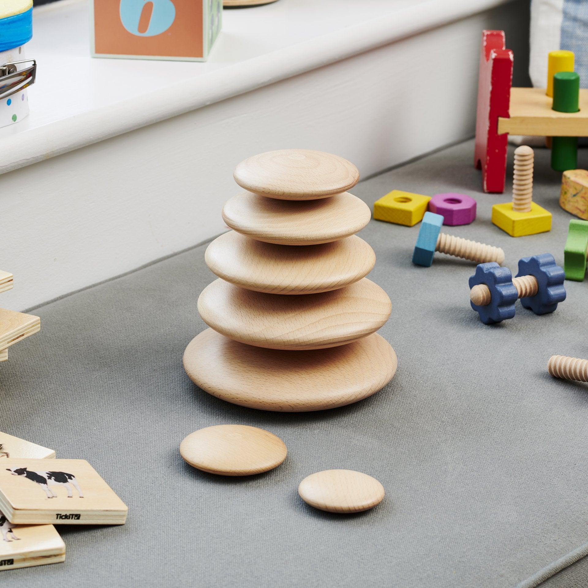 Tickit Natural Wooden Buttons impilabili legno 7 pezzi