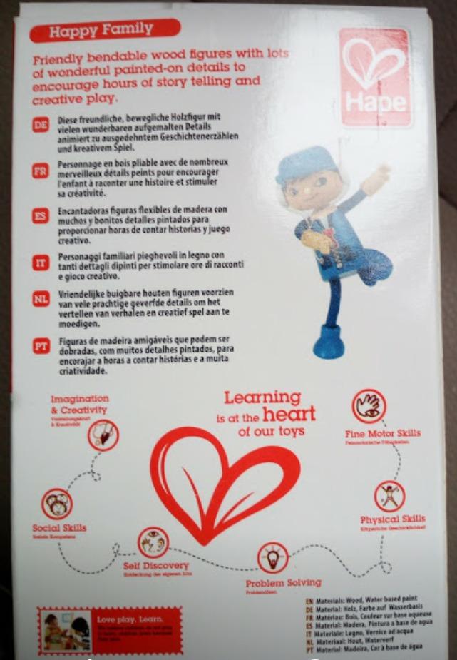Hape Famiglia Moderna Figlio bambola legno con arti flessibili