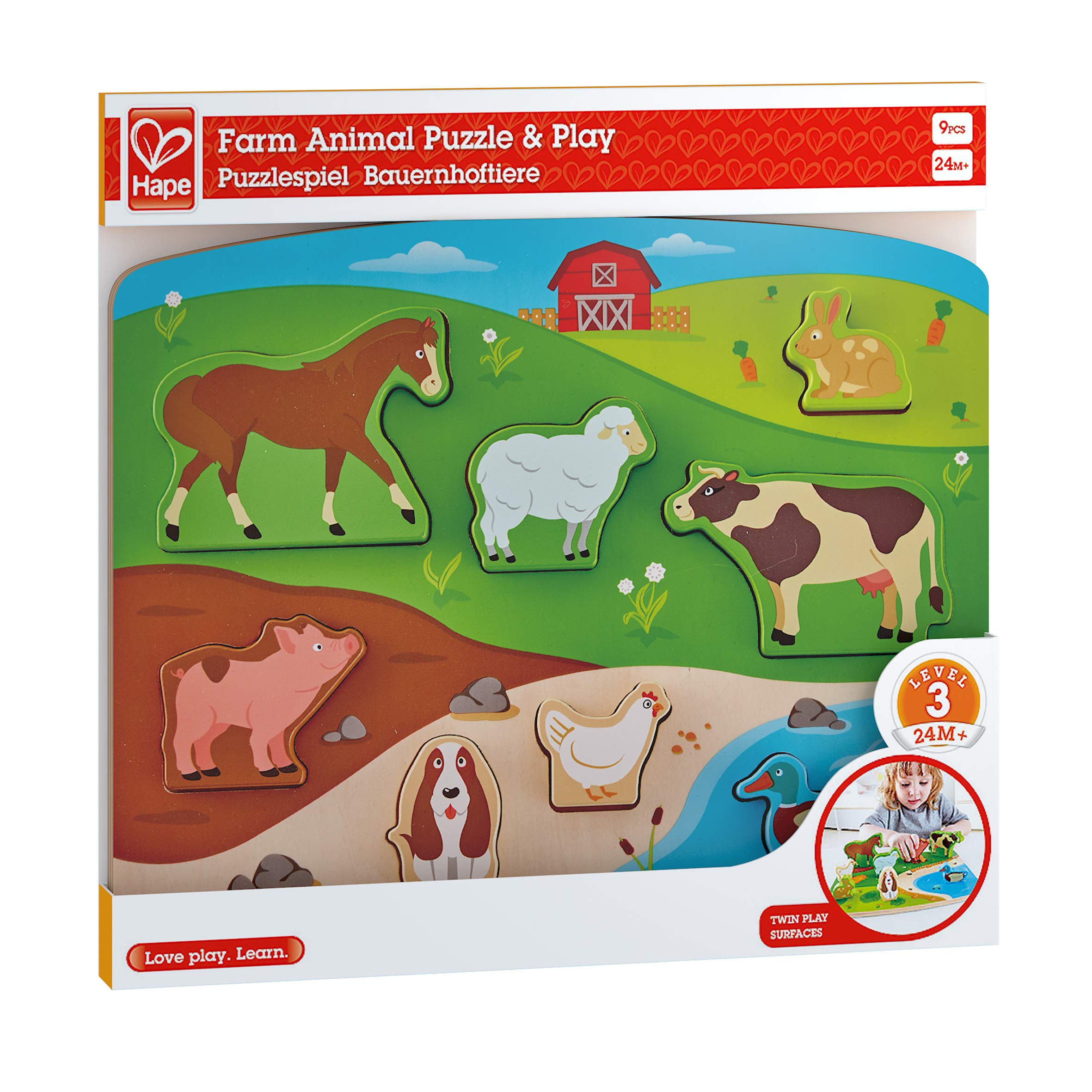 Hape E1454 Puzzle in Legno Animali Fattoria a Incastro