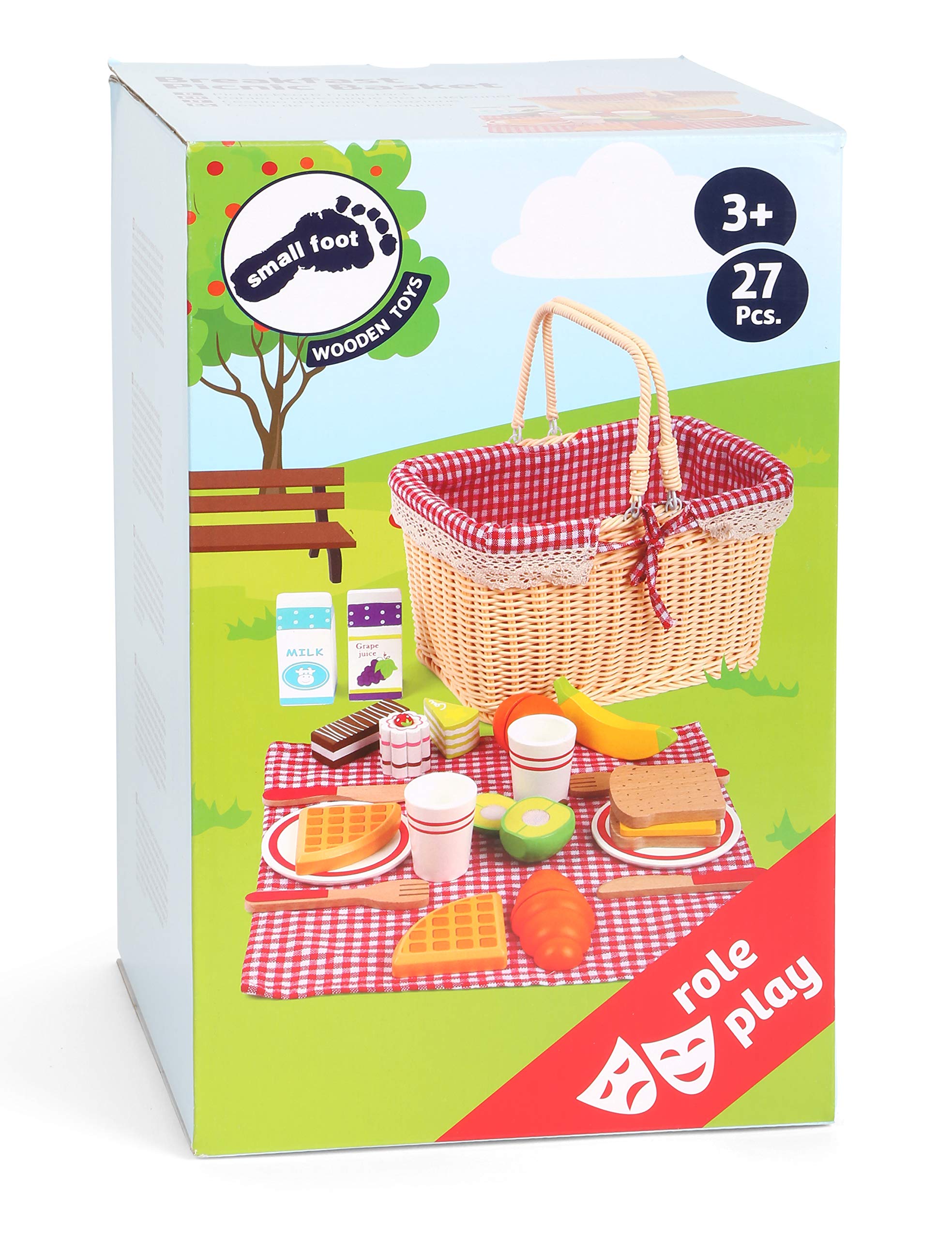 smallfoot cestino picnic gioco cucina legno 27 pezzi
