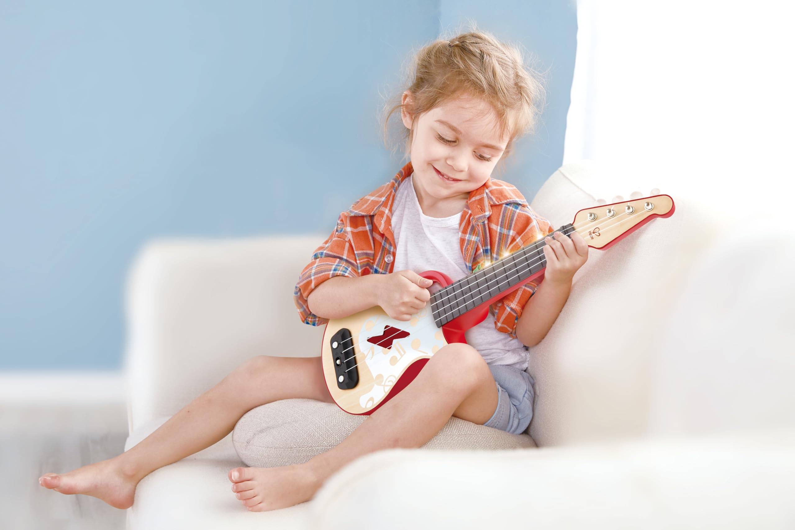 Hape Impara con le Luci ukulele giocattolo rosso 3 anni