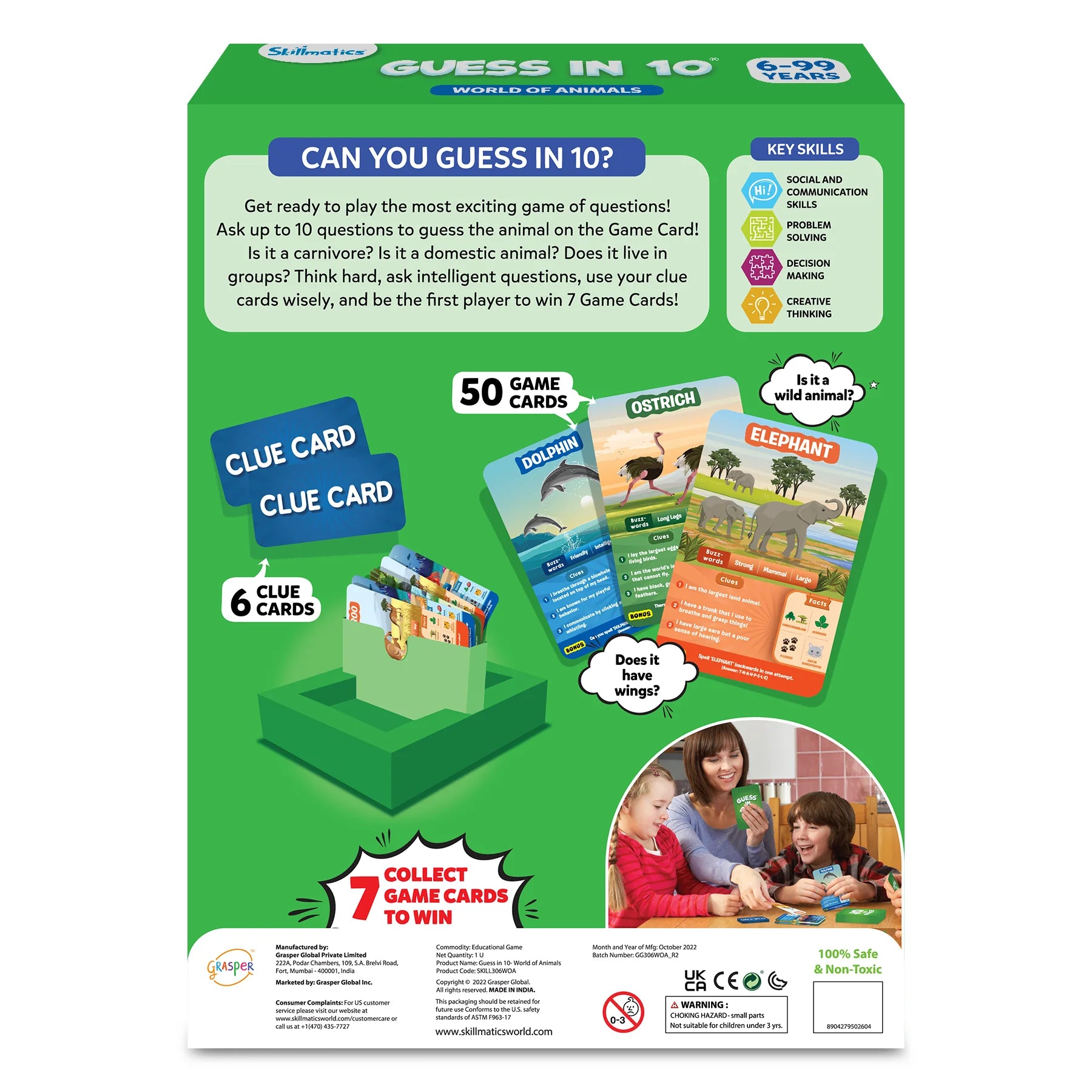 Skillmatics Guess in 10 World of Animals gioco carte animali 6+ anni