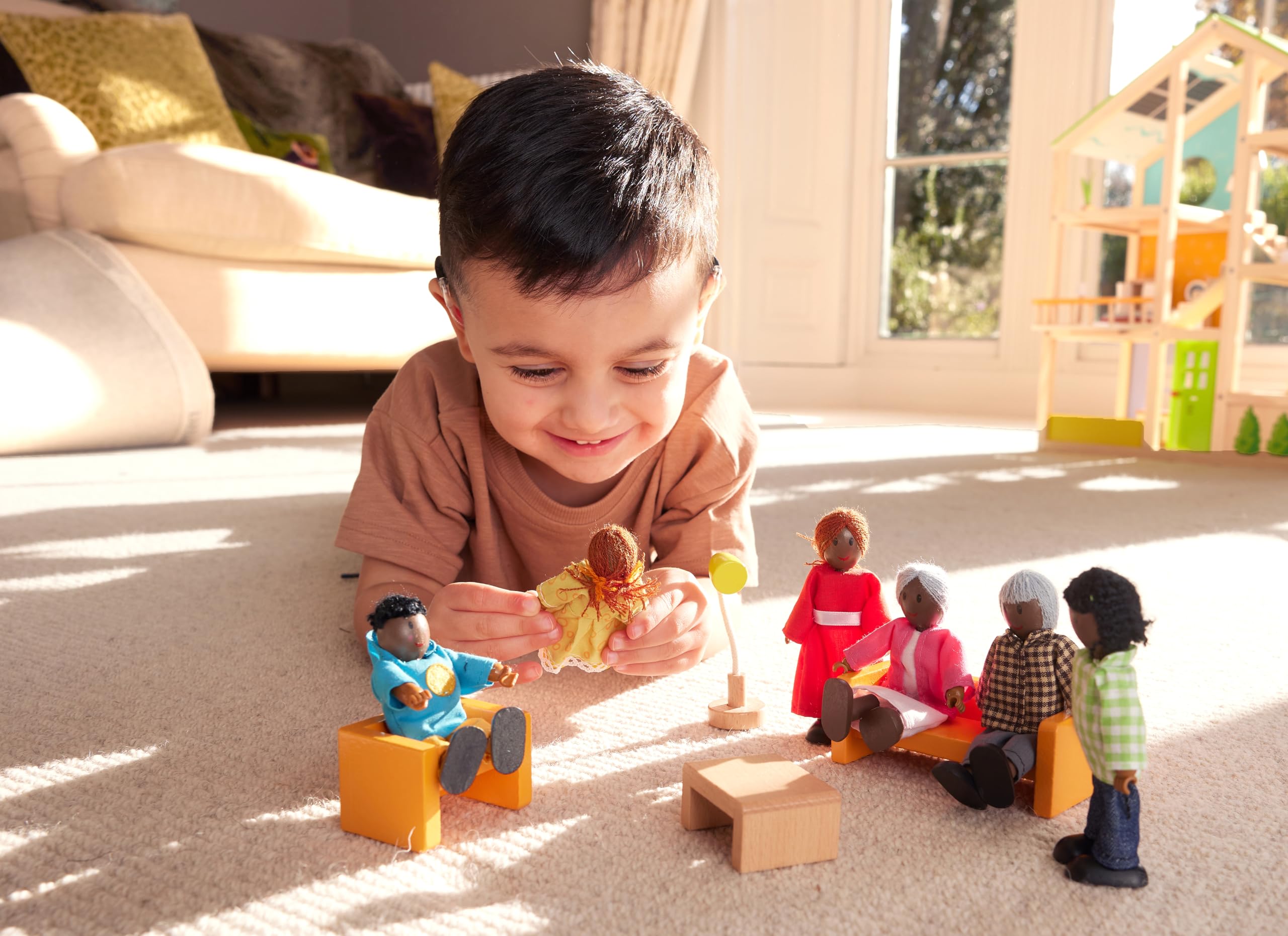 Hape Famiglia Felice bambole legno afroamericana