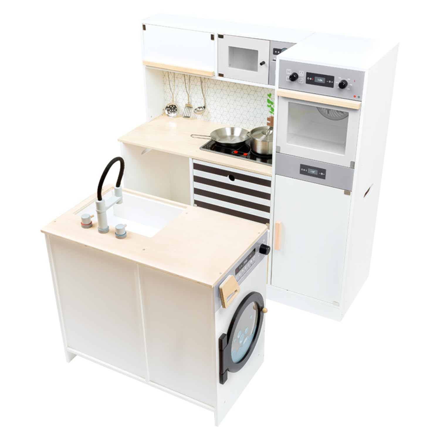 small foot Cucina Bambini Modulare XL Bianco Nero Legno