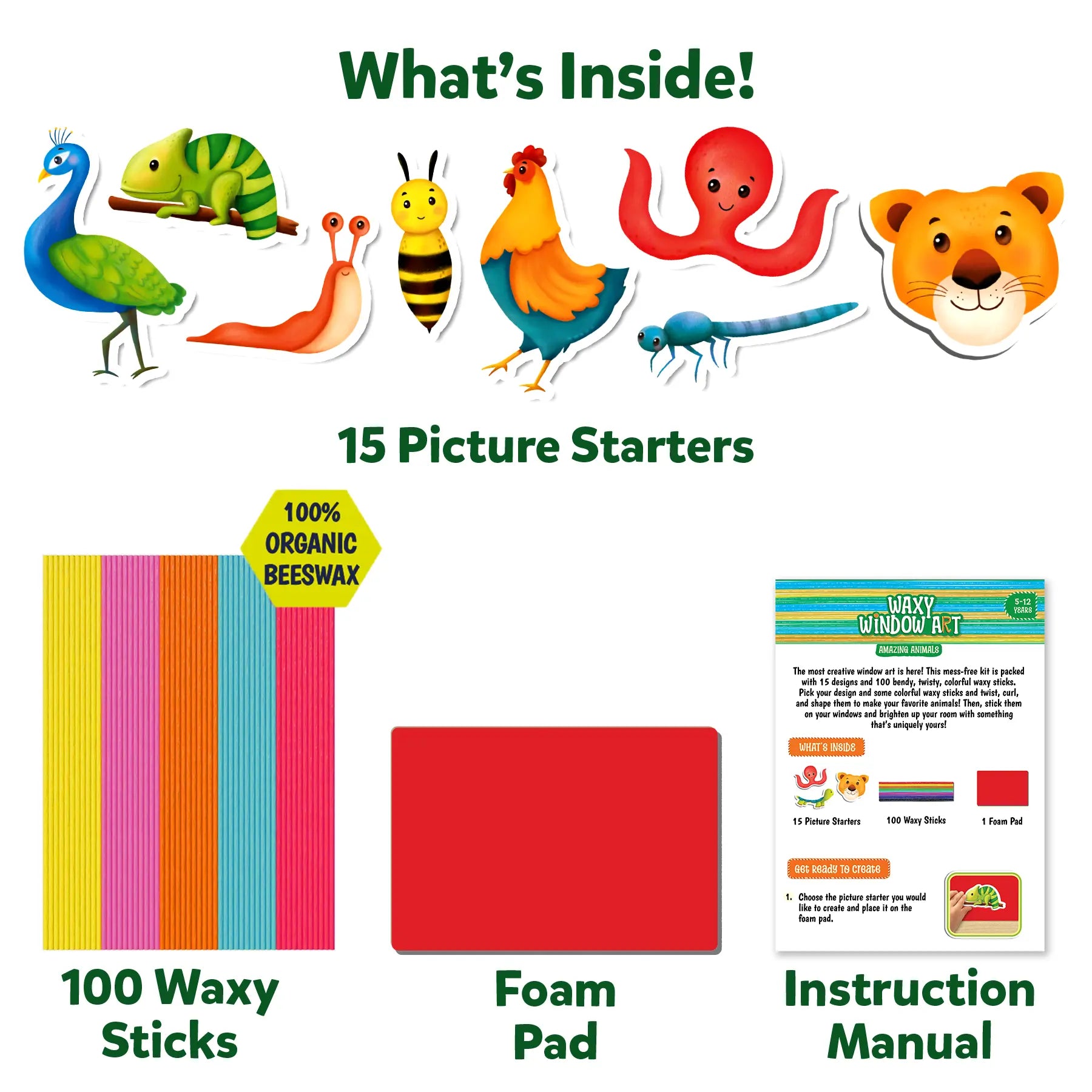 Skillmatics Waxy Window Art Amazing Animals kit creativo 5-12 anni