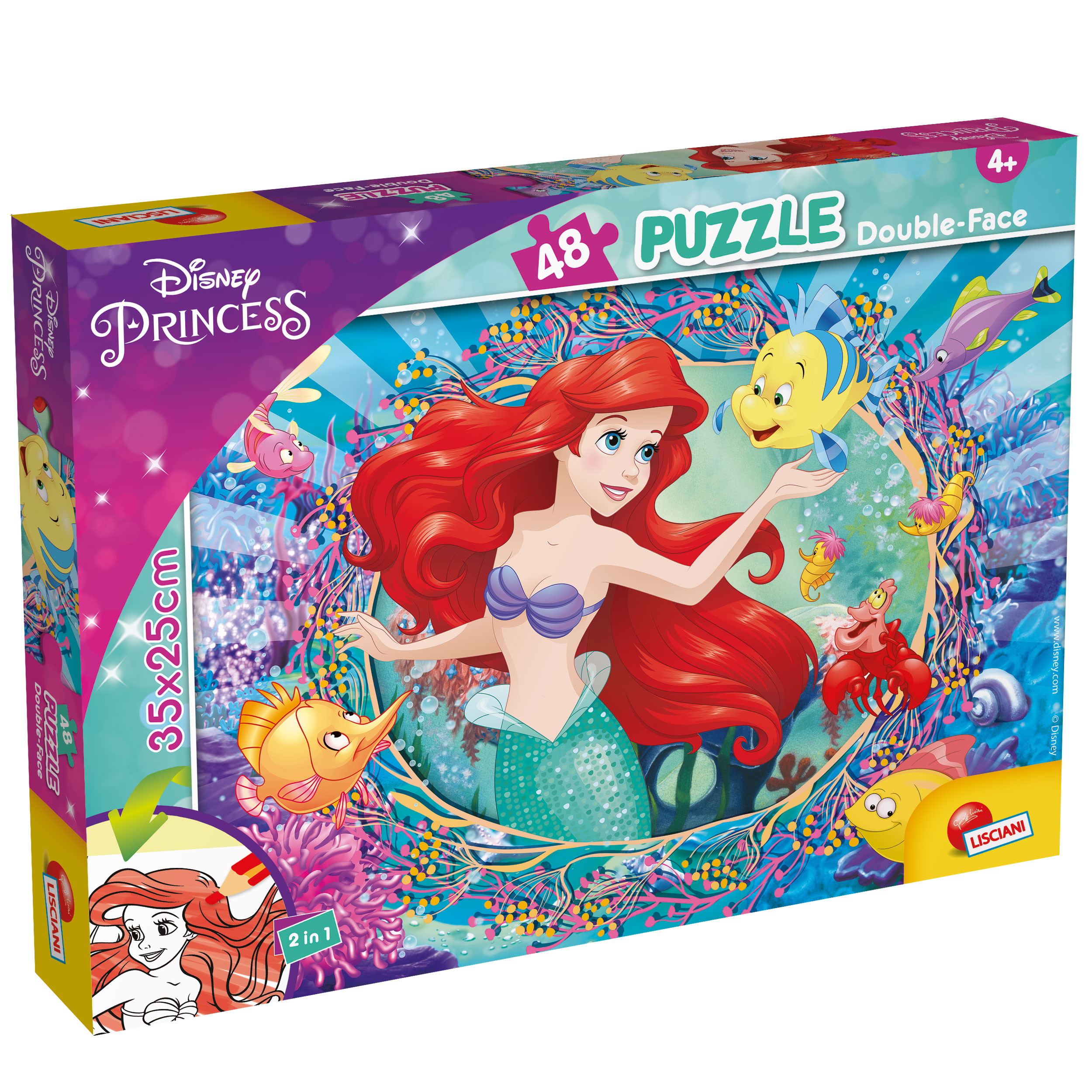 Lisciani Disney M-Plus 48 puzzle bambini Ariel da colorare