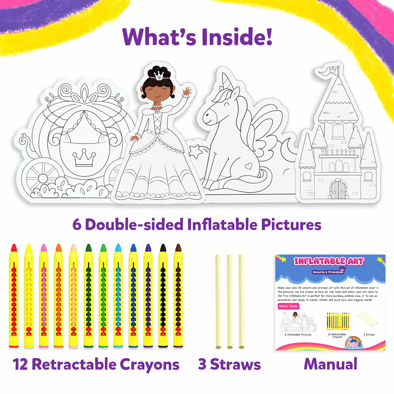 Skillmatics Inflatable Art Unicorns Princesses gonfiabili 4-7 anni