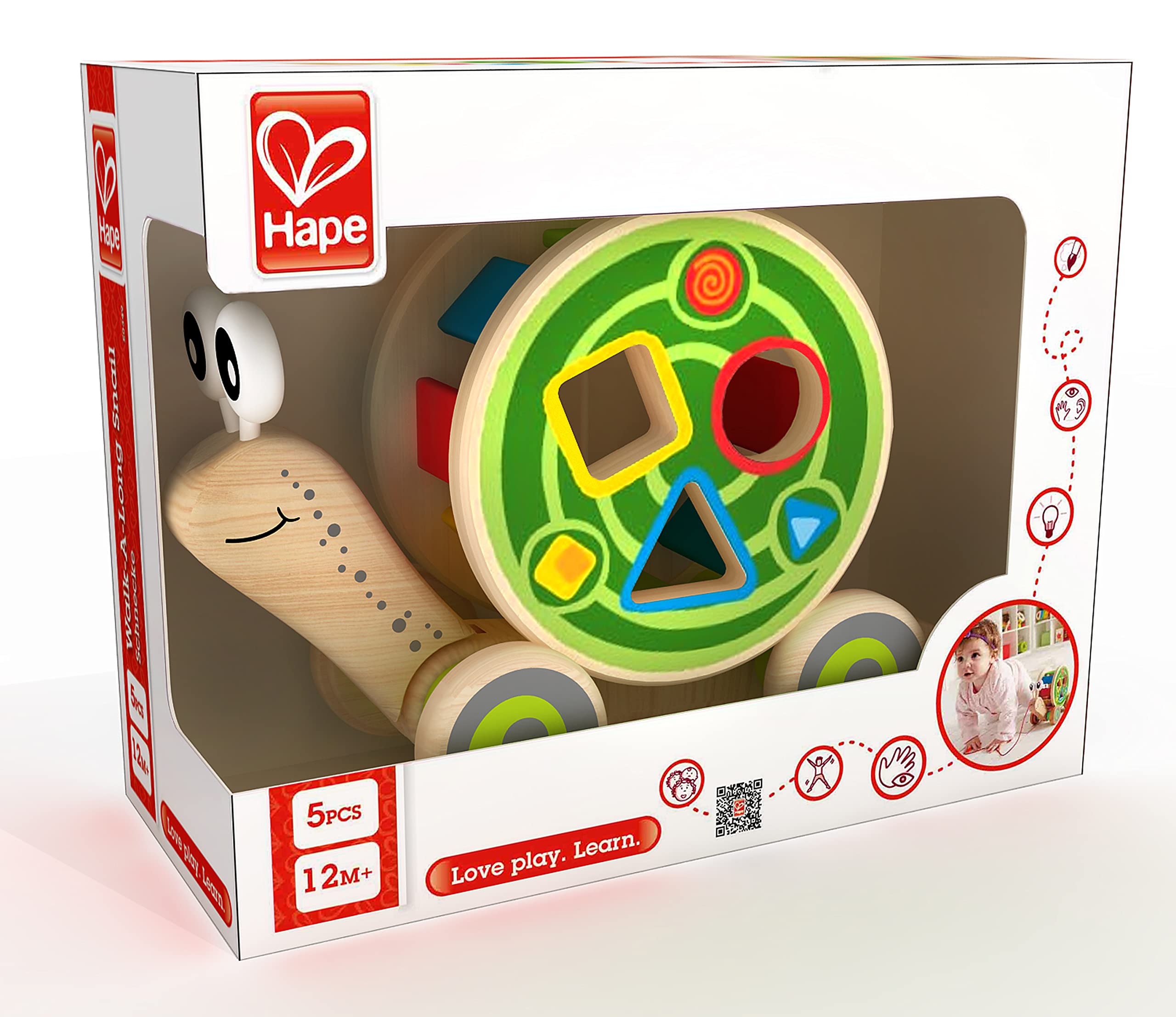 Hape Lumaca trainabile legno 2 in 1 forme incastro 12 mesi