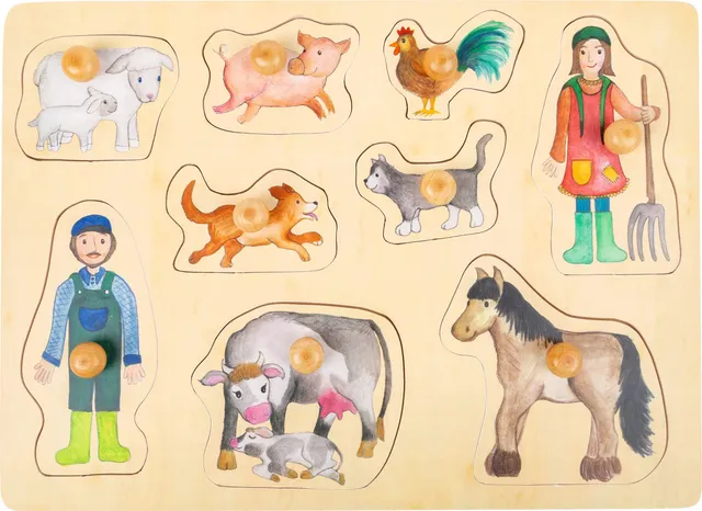 smallfoot 11500 puzzle fattoria 9 pezzi in legno