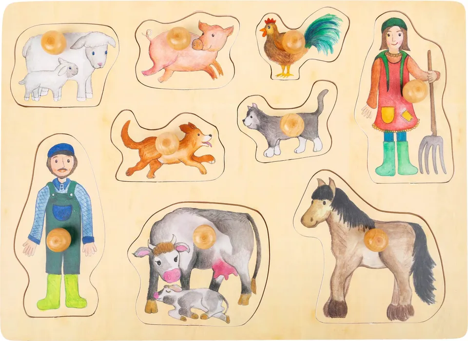 smallfoot 11500 puzzle fattoria 9 pezzi in legno