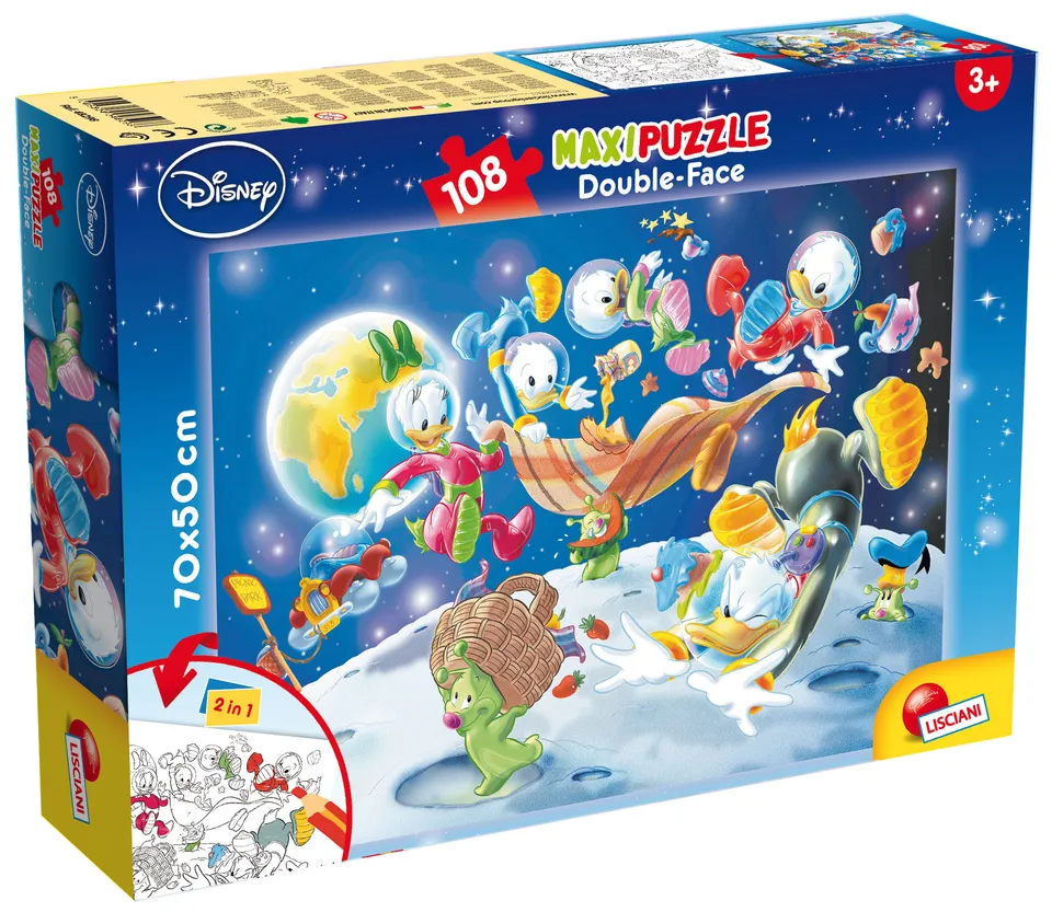 Lisciani Disney Maxi Floor 108 puzzle bimbi Mickey In Space double-face
