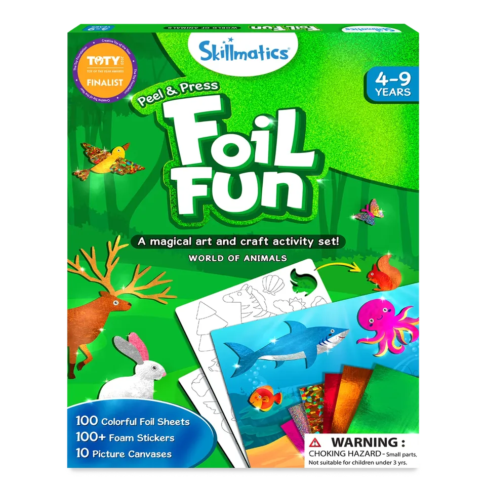 Skillmatics Foil Fun World of Animals kit creativo animali 4-9 anni
