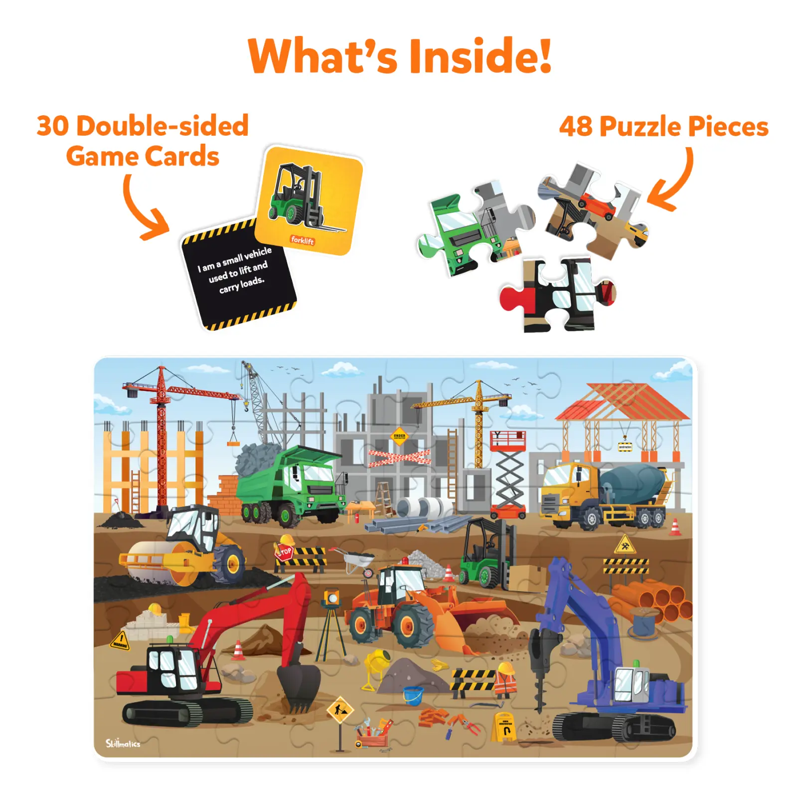 Skillmatics Piece Play Construction Site puzzle pavimento 48 pezzi cantiere