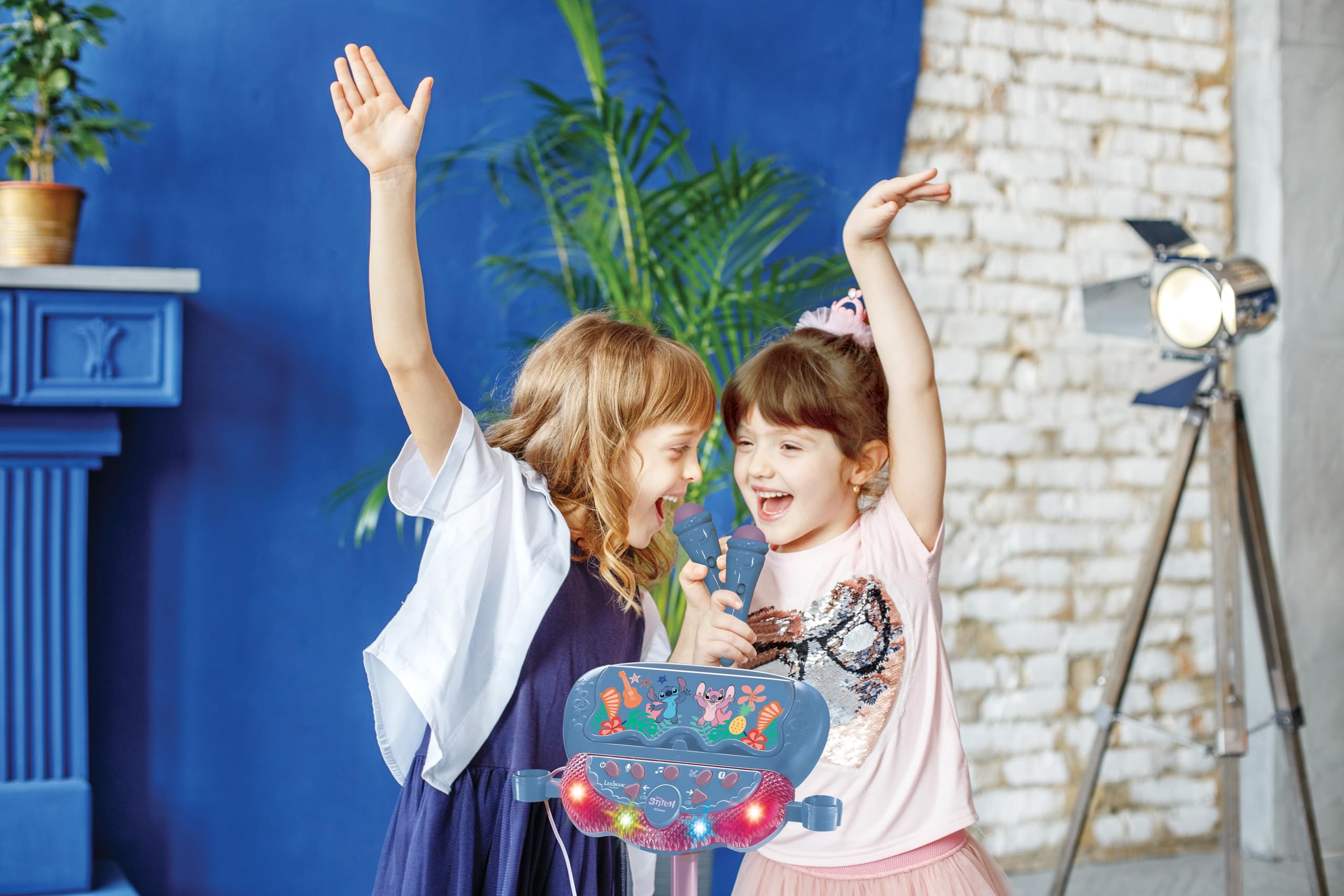 Lexibook Stitch S160D cassa karaoke blu con supporto e microfoni