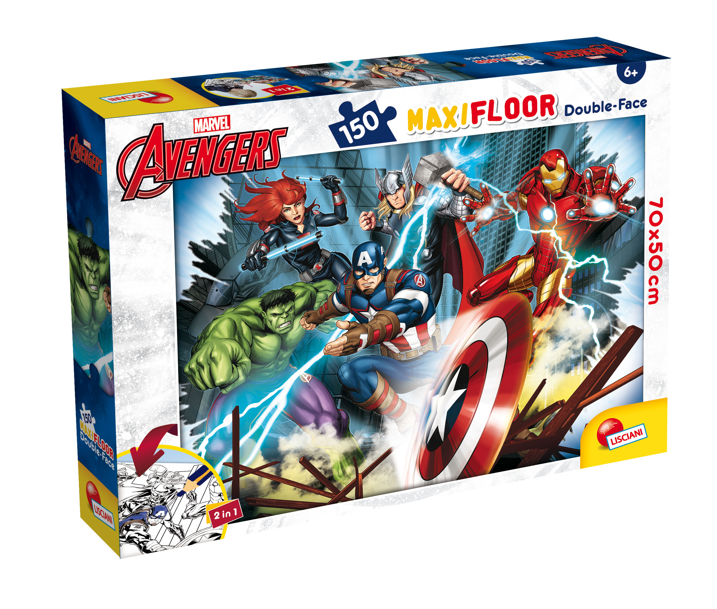 Lisciani Marvel Maxi Floor 150 puzzle Avengers da colorare
