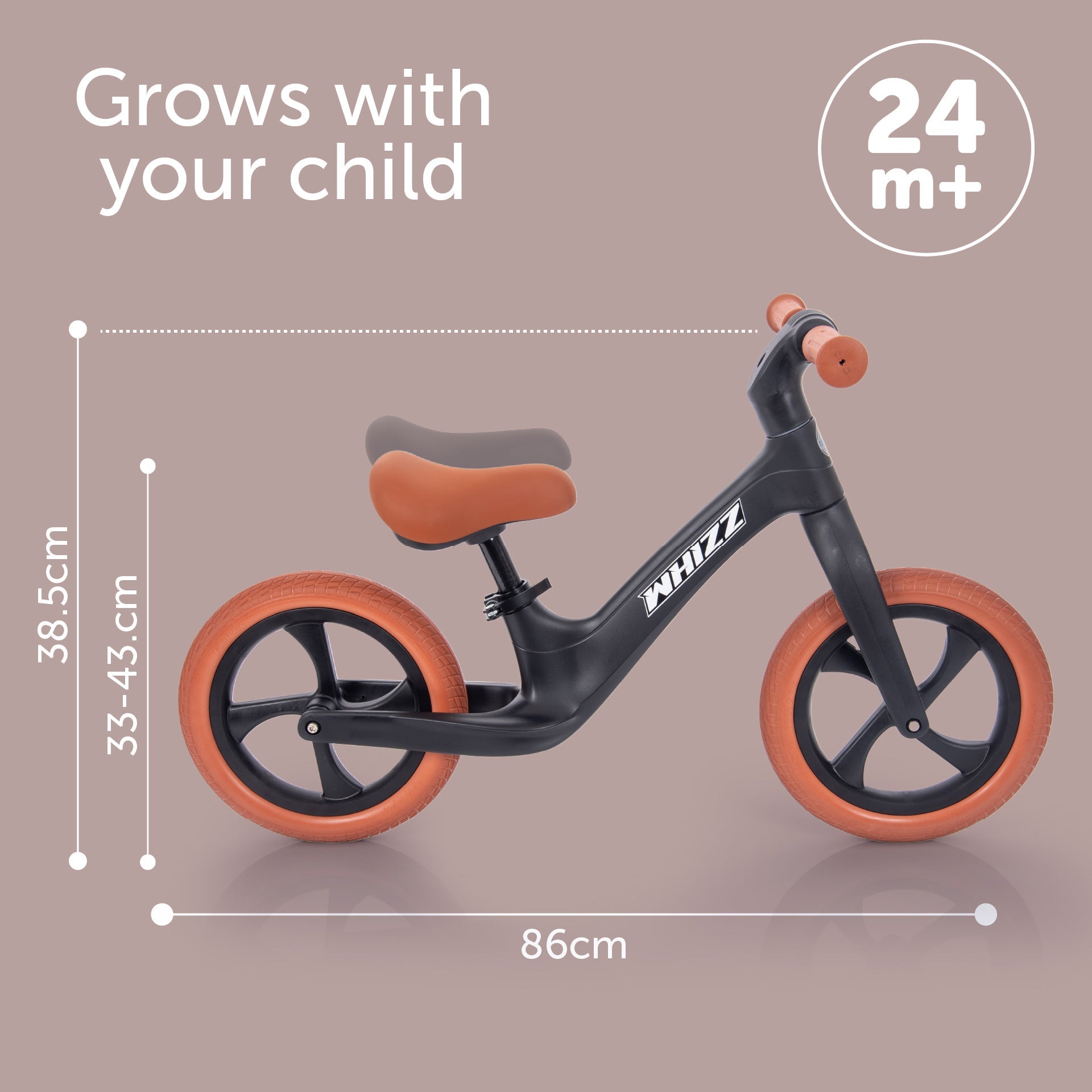 Tickit Whizz Balance Bike bici senza pedali nera 24 mesi