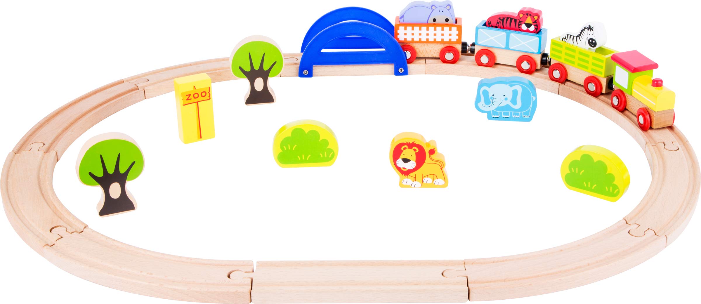smallfoot 10504 trenino in legno zoo con animali