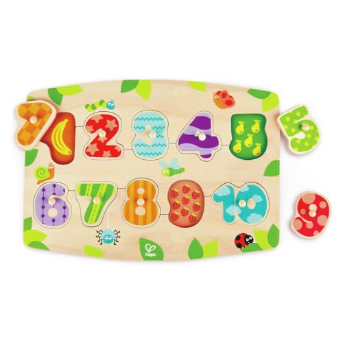 Hape E1404 Puzzle numeri legno pomelli primo apprendimento