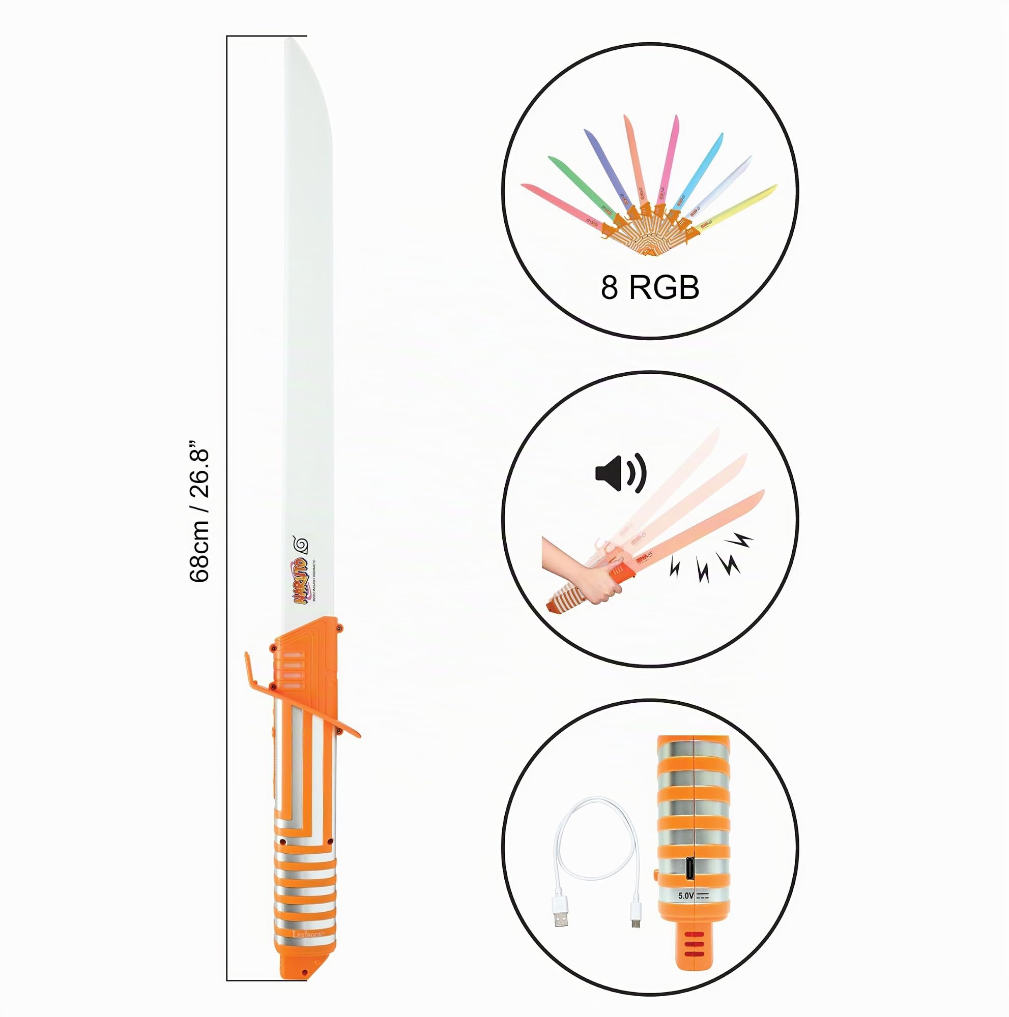 Lexibook Naruto RP20NA spada luminosa interattiva 8 colori