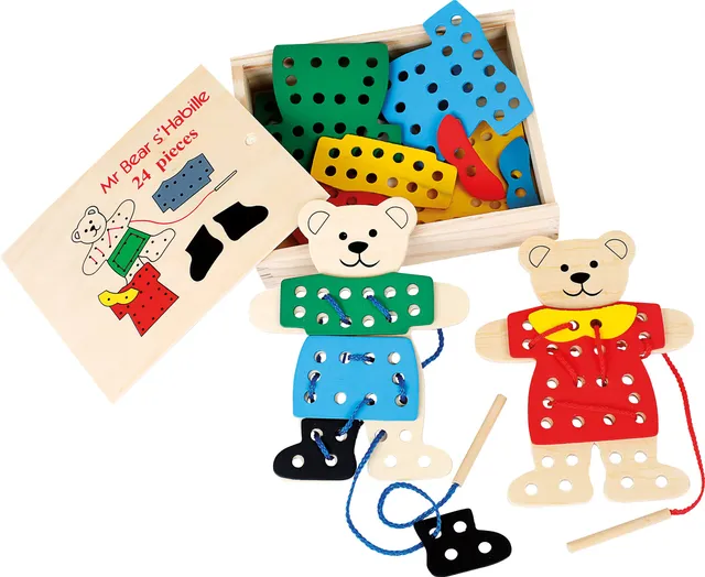 smallfoot 7891 orsetti da vestire gioco infilare legno