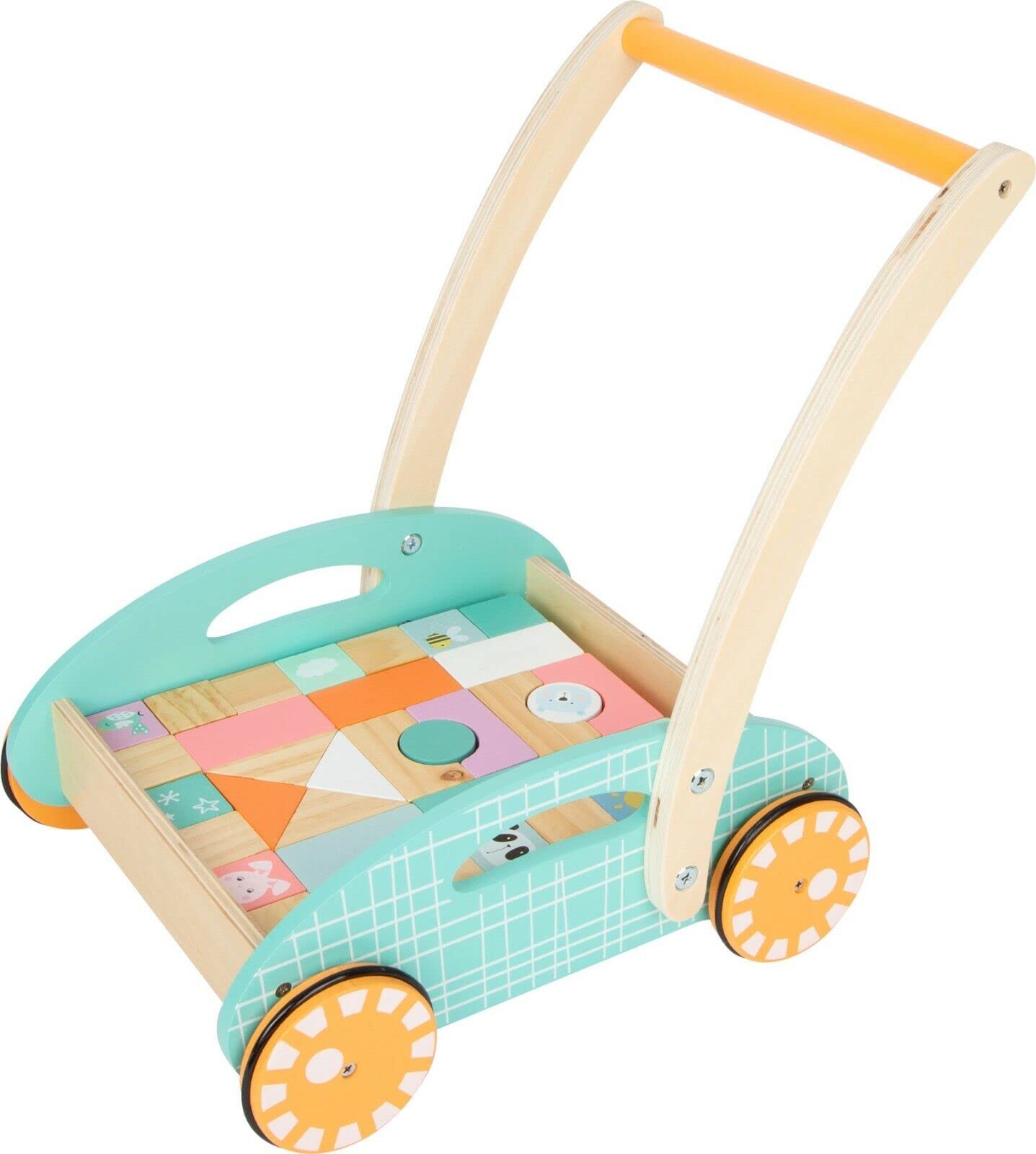 small foot 11766 carrello primipassi legno pastello 34 pezzi