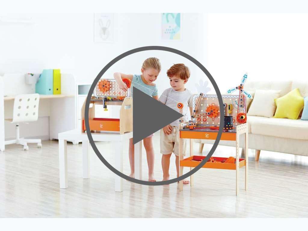Hape Junior Inventor banco lavoro legno Medium 58 pezzi